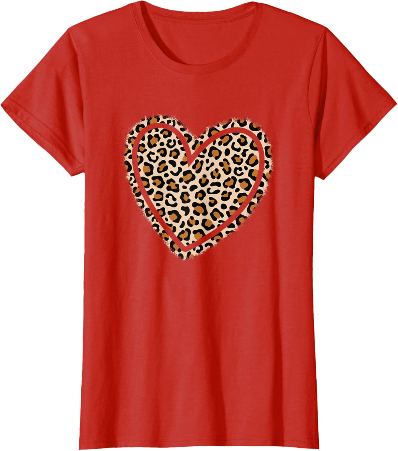 Cute Leopard Print Heart T-Shirt for Women and Girls - Stylish Apparel - 15
