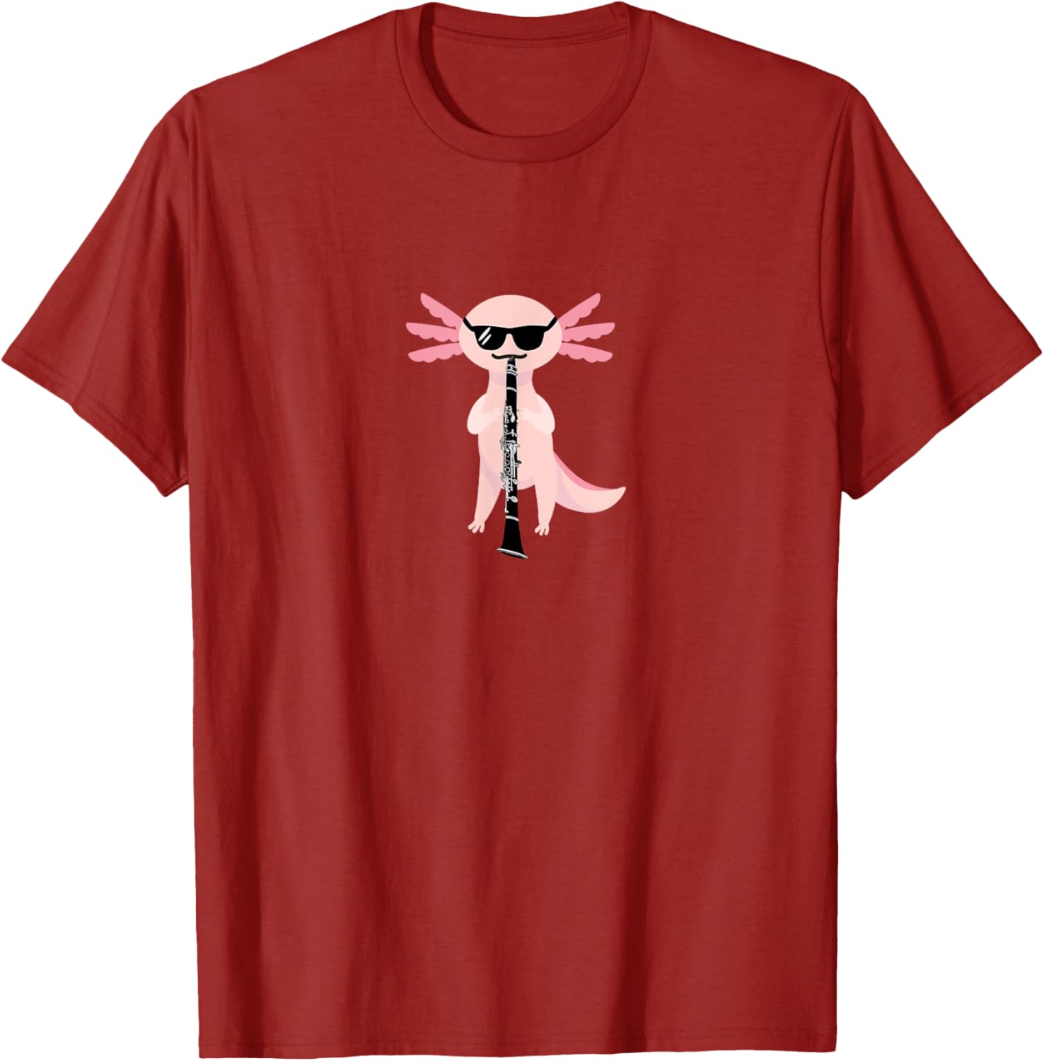 Funny Cute Axolotl T-Shirt with Sunglasses Playing Clarinet for Music Lovers - 6