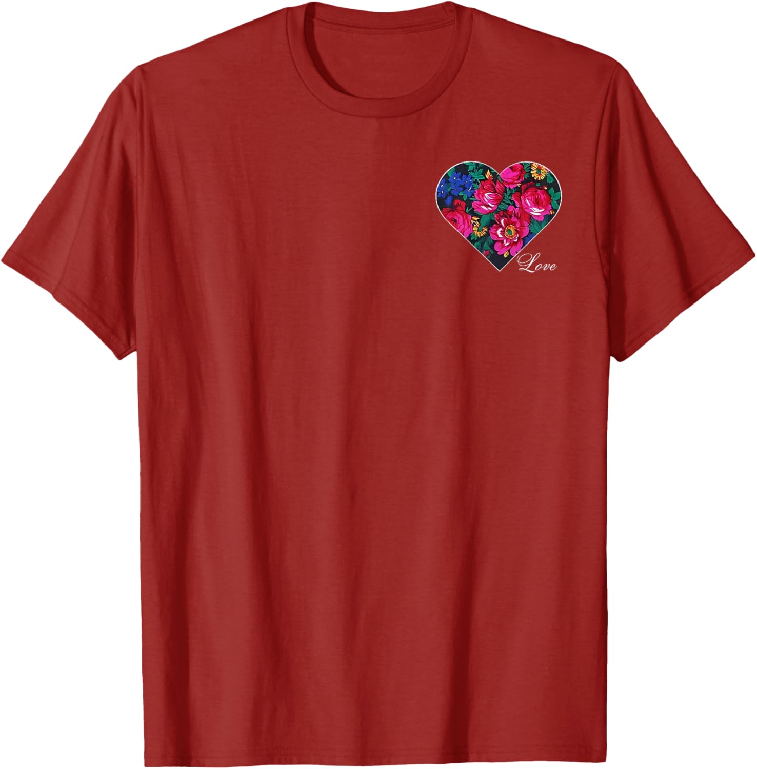 Floral Heart Love T-Shirt for Native American Women - Masani Scarf Design - 24