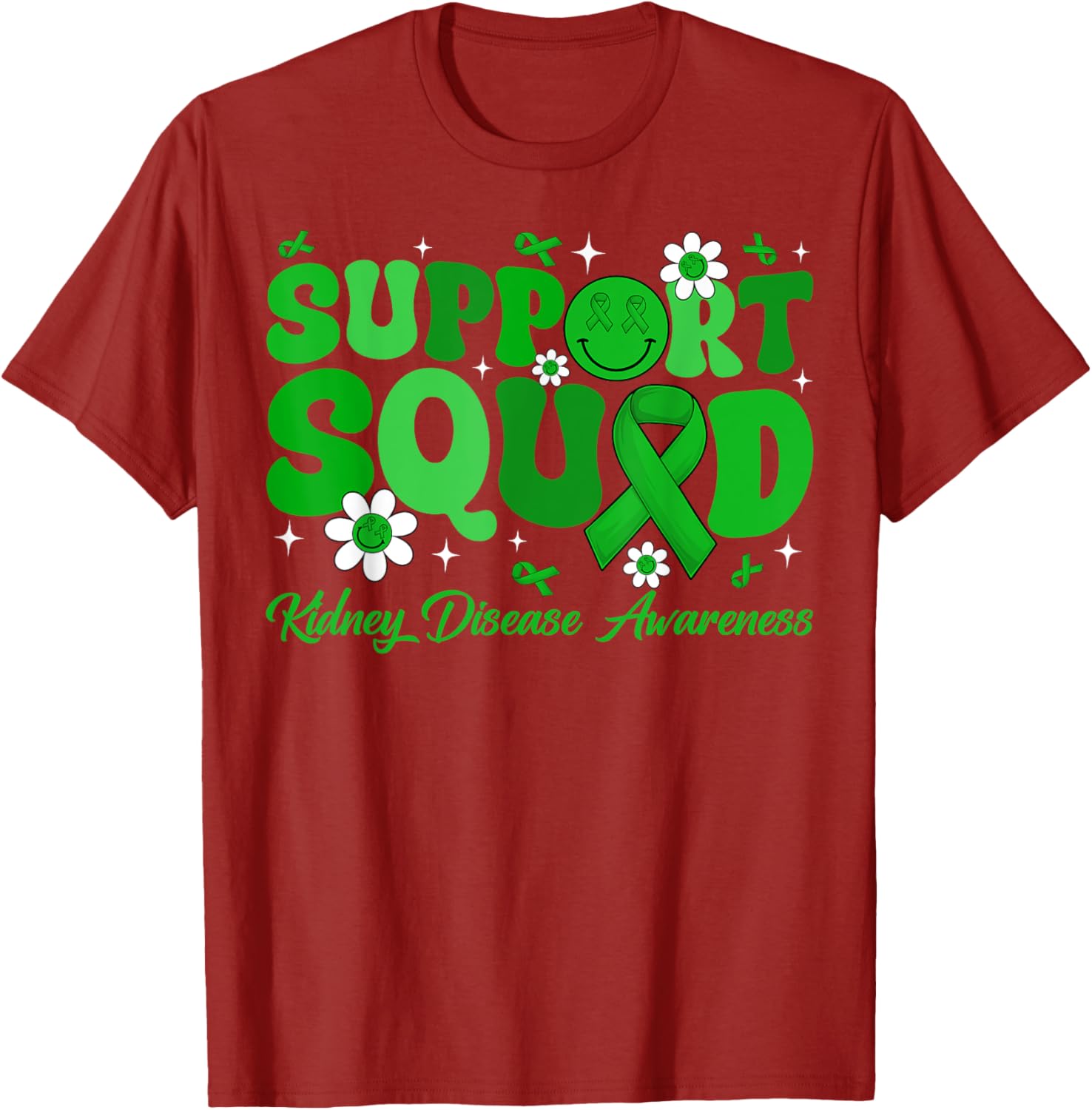 Groovy Support Squad Kidney Disease Awareness Green Ribbon T-Shirt - 28
