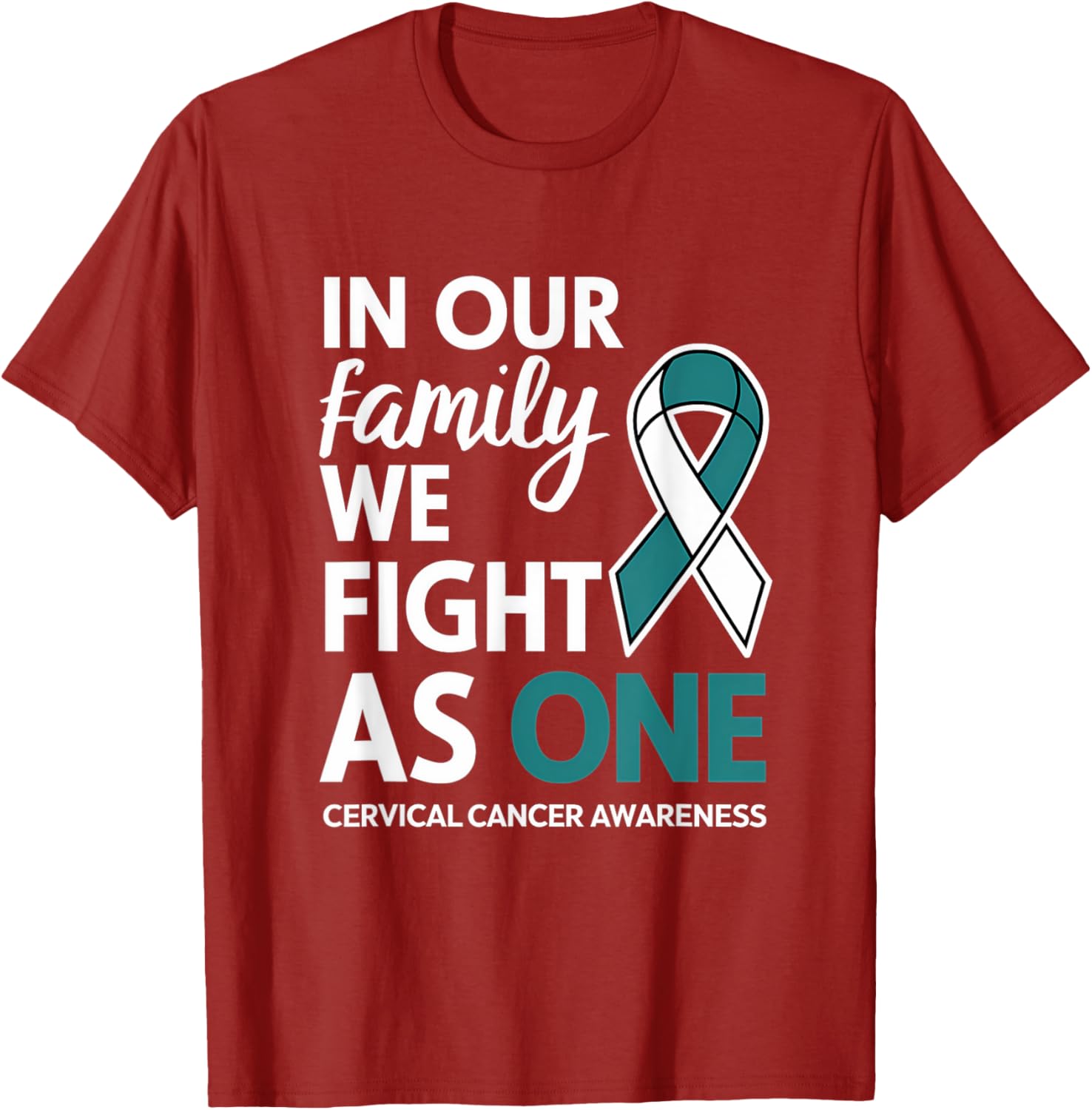 Cervical Cancer Awareness Teal Ribbon Family T-Shirt for Hope and Unity - 7