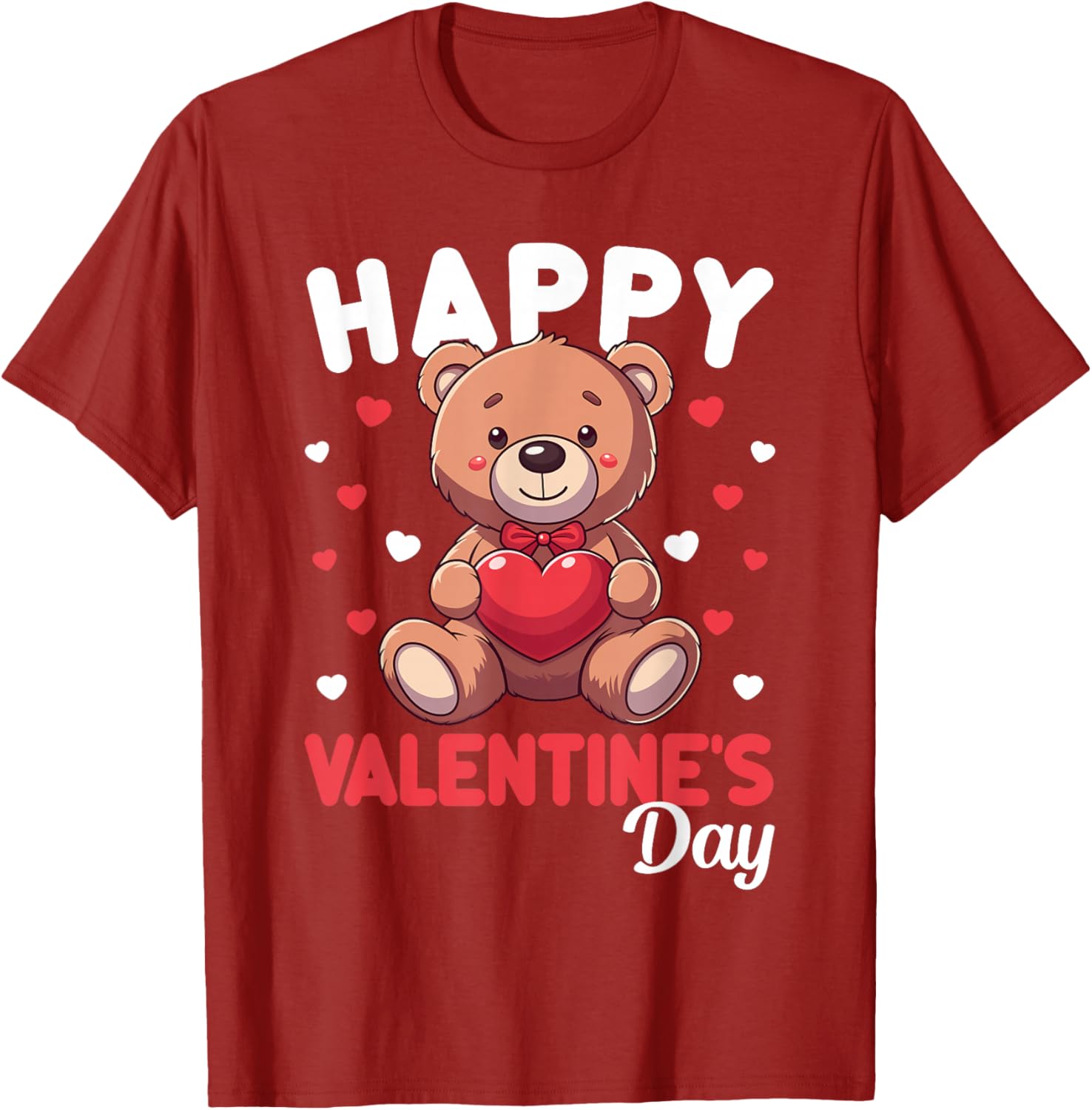 Cute Happy Valentine's Day Bear Heart T-Shirt for Kids and Women - 10