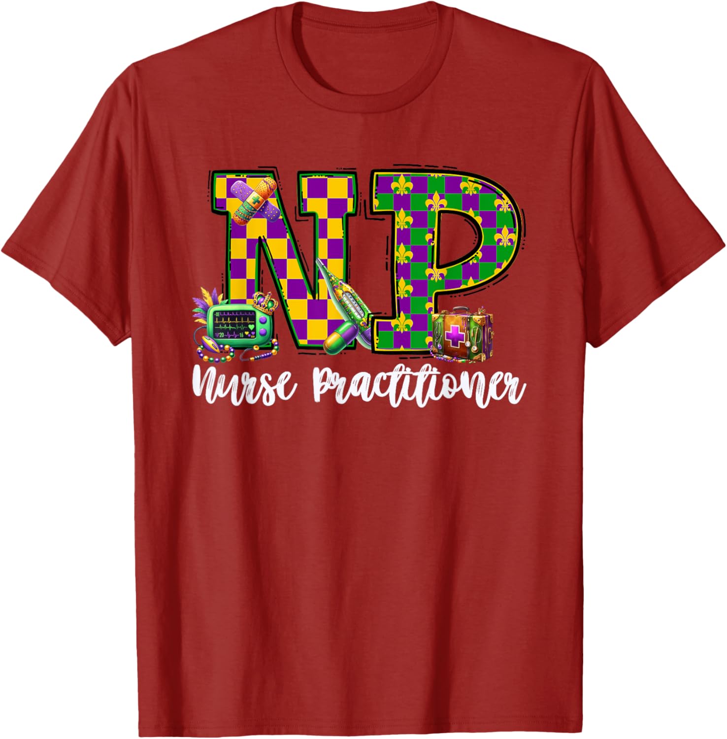 Cute Mardi Gras Nurse Practitioner T-Shirt for Women, Fun and Stylish - 24