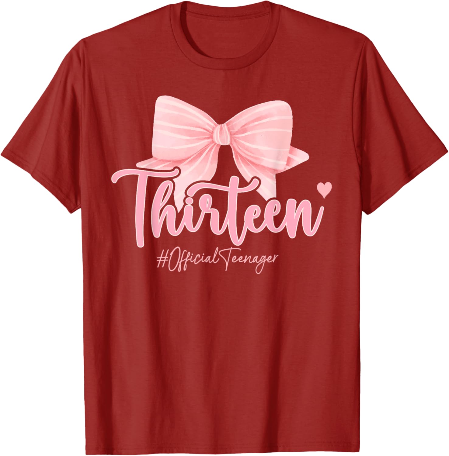 Cute Pink 13th Birthday Coquette Bow T-Shirt for Girls Celebrating 13 - 14
