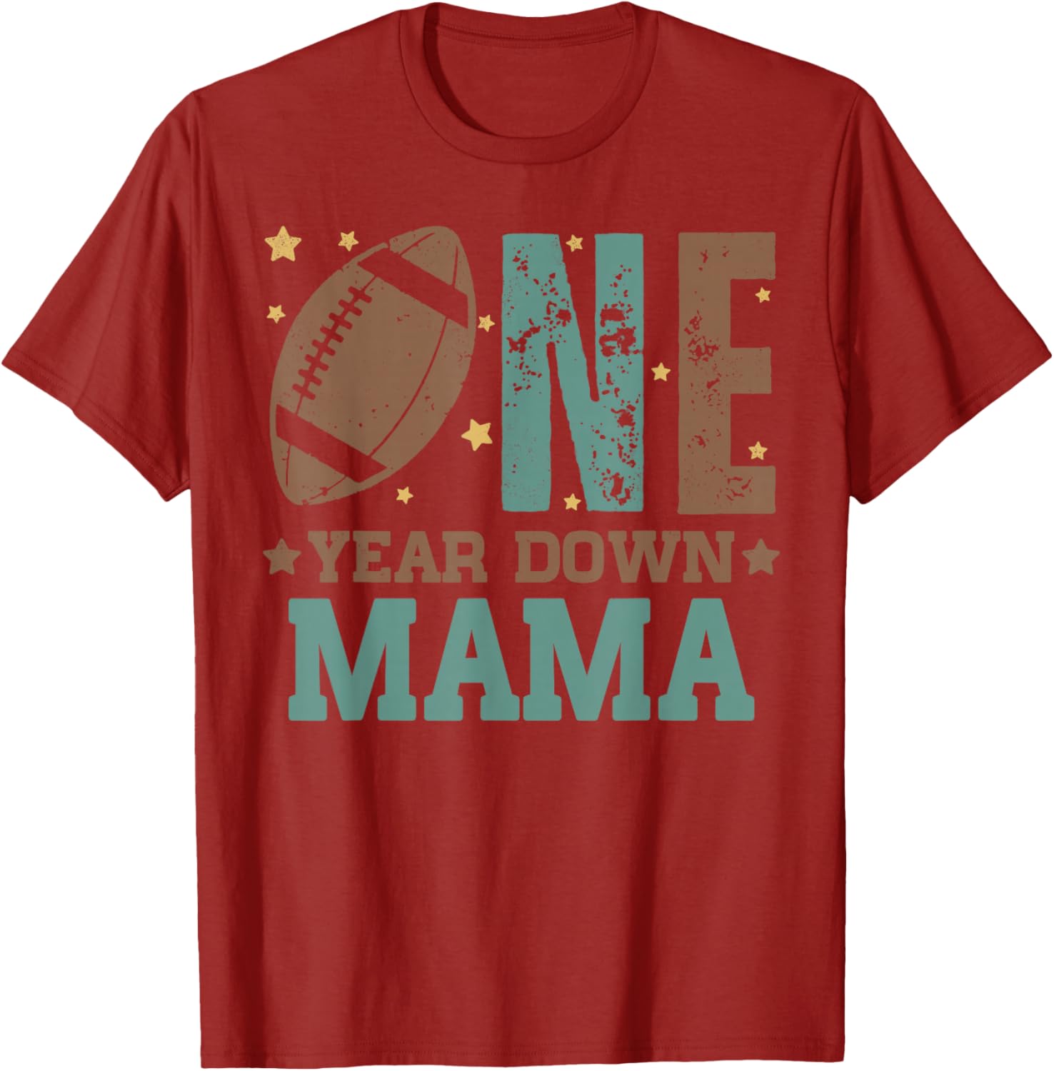 Cute Mama of 1 Year Old Football Birthday Party T-Shirt for Moms - 25