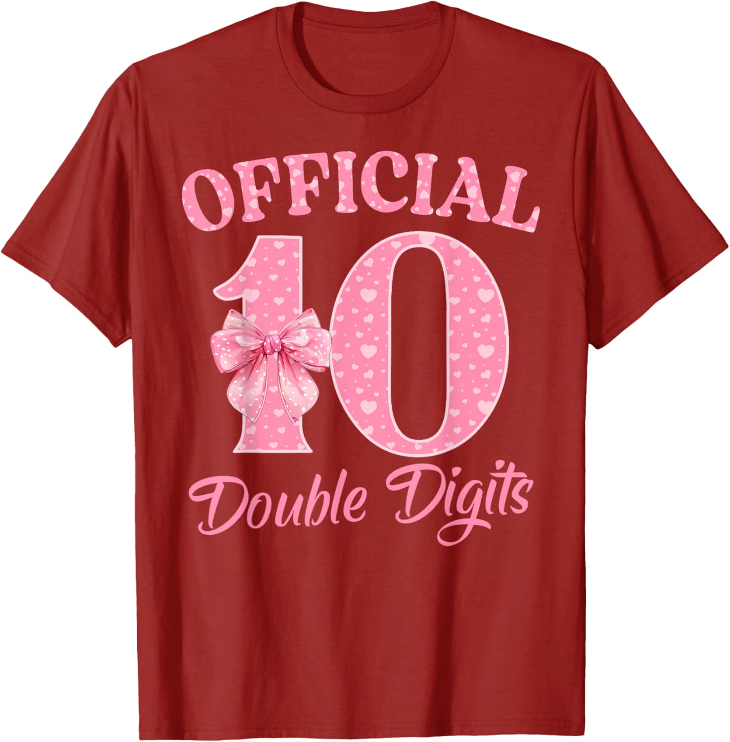 Cute Pink 10th Birthday Coquette Bow T-Shirt for Girls 10 Years Old - 3