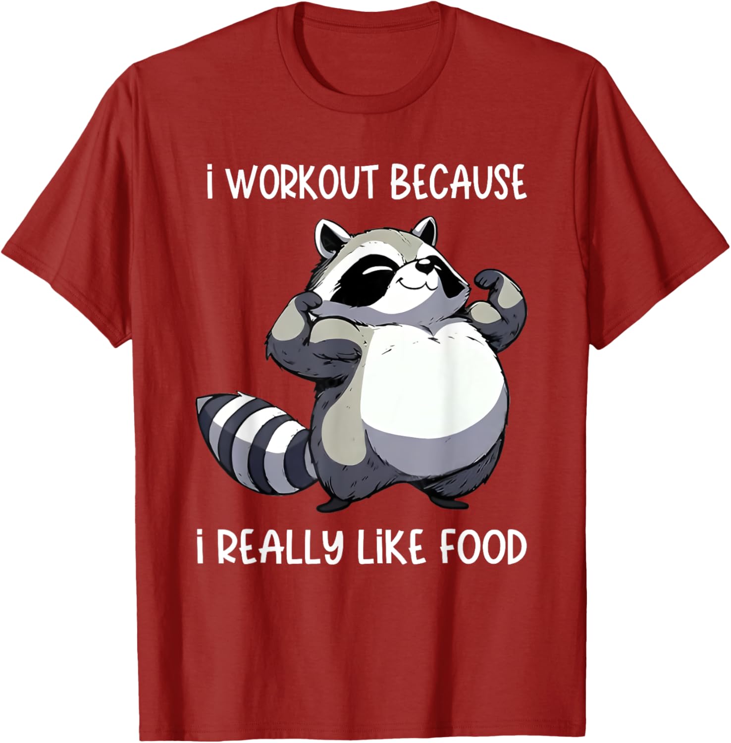Funny Raccoon Biceps Pose T-Shirt for Food Lovers and Fitness Fans - 8