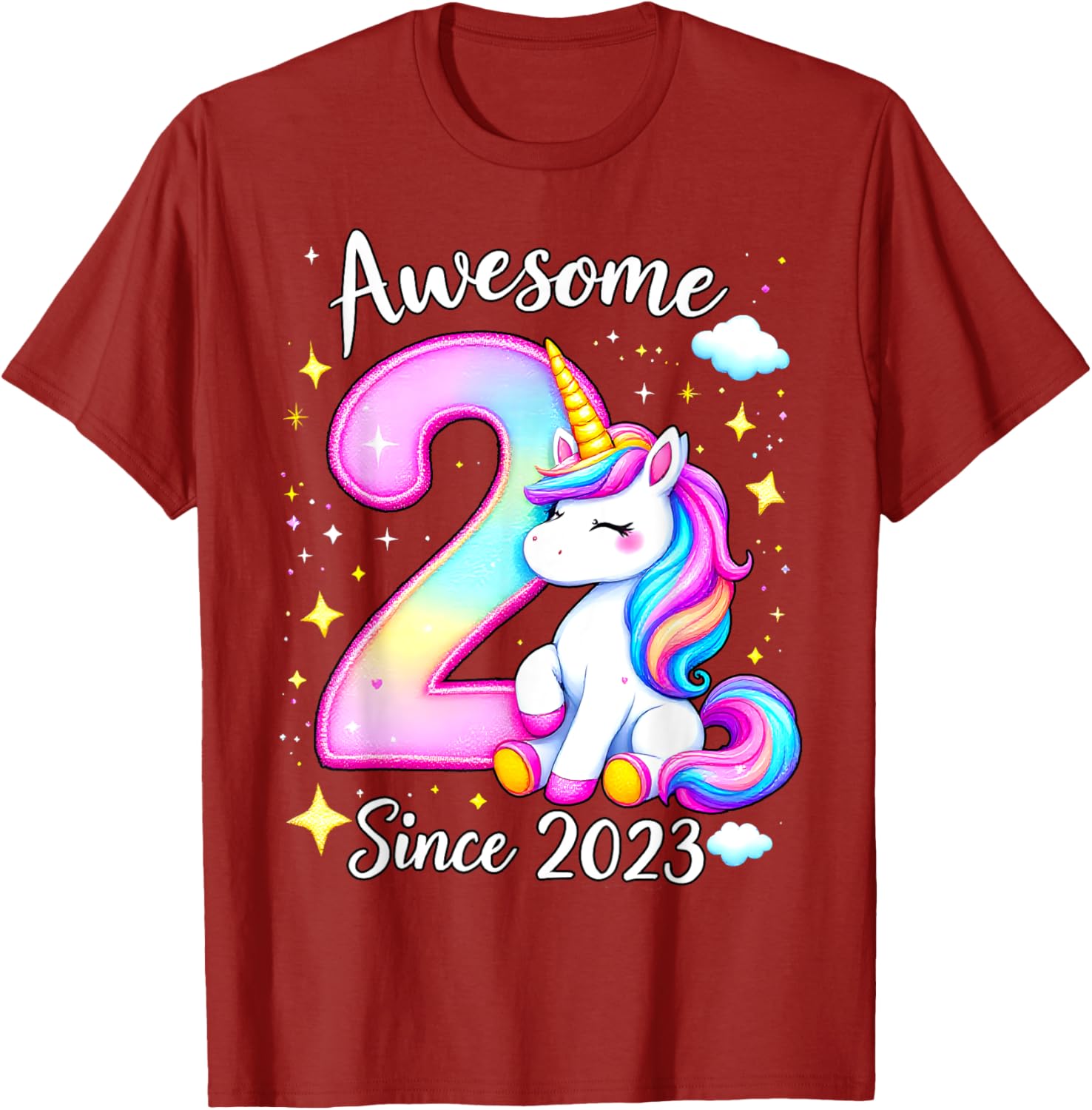Cute Unicorn 2nd Birthday Girls T-Shirt for Awesome Celebrations - 23