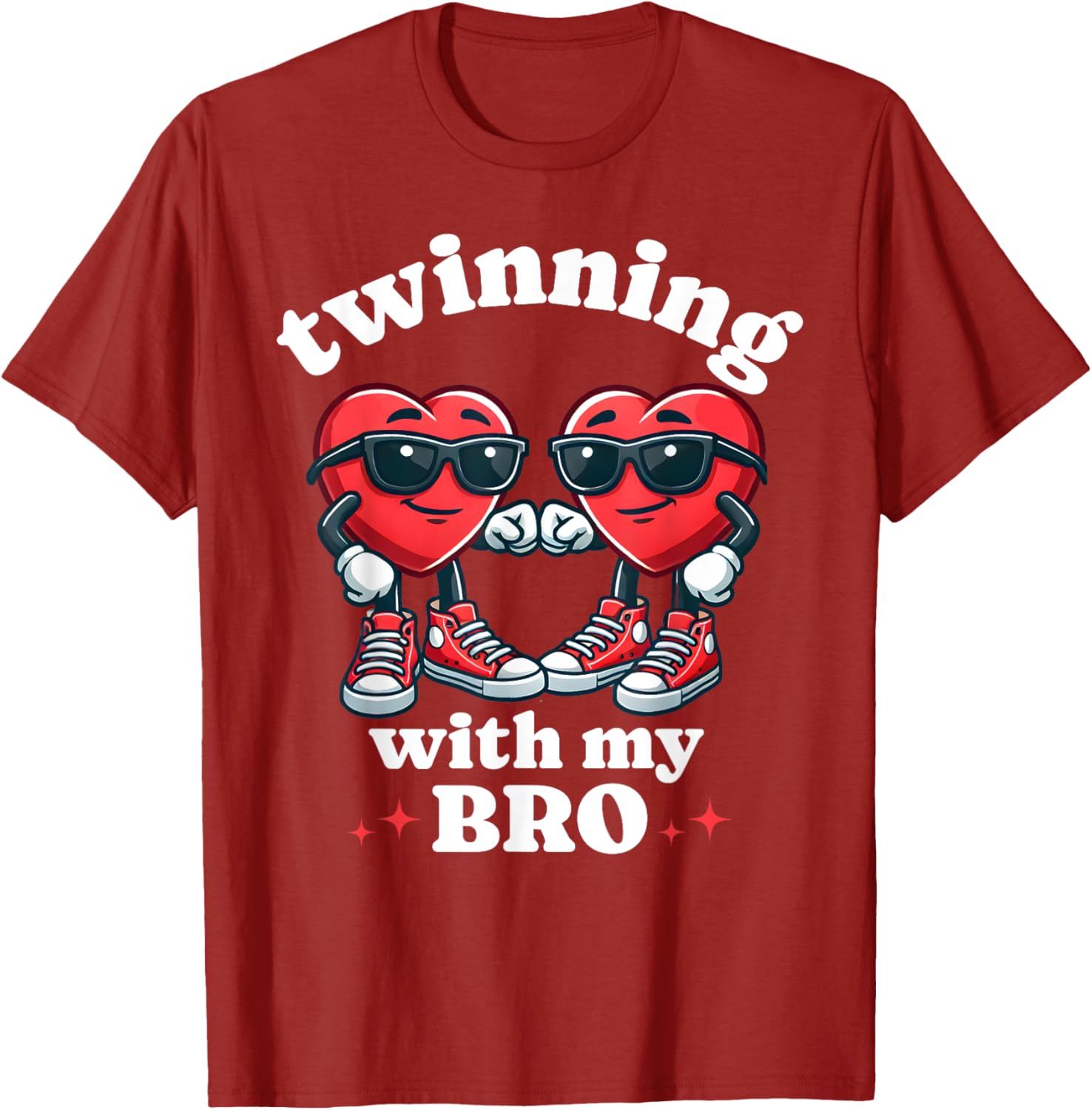 Cute Twinning With My Bro Valentine's Day T-Shirt for Twin Boys - 8