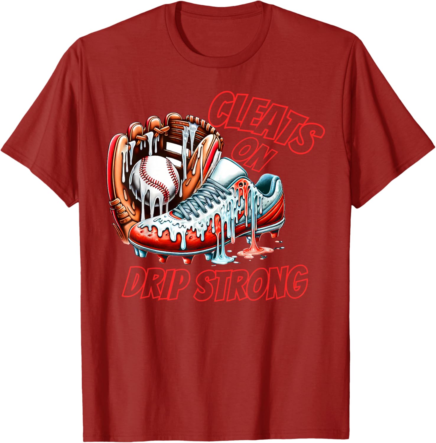 Cool Cleats On Drip Baseball Ice Cream T-Shirt for Kids and Adults - 12