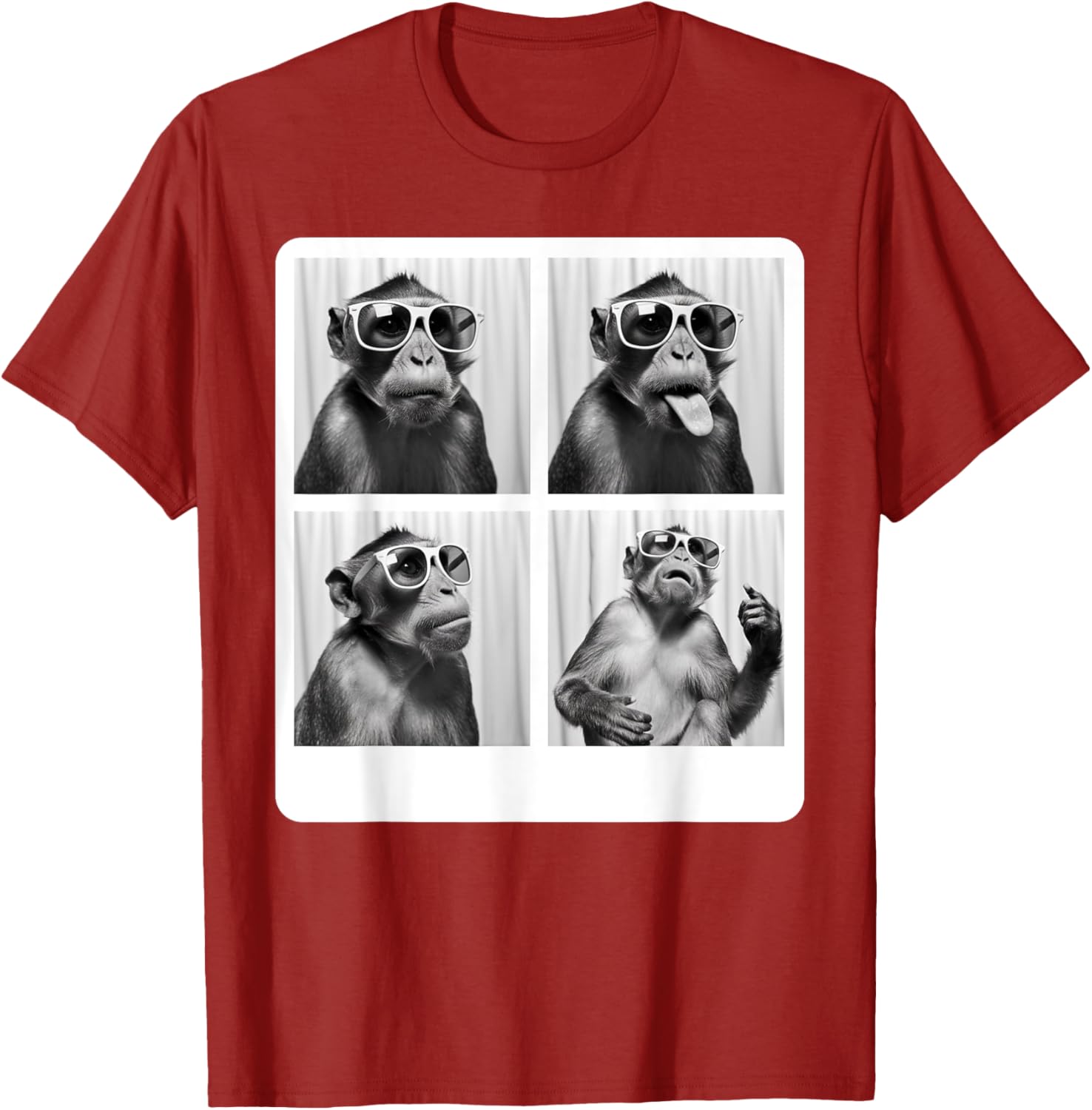 Funny Monkey Photo Booth T-Shirt with Sunglasses for Animal Lovers - 21