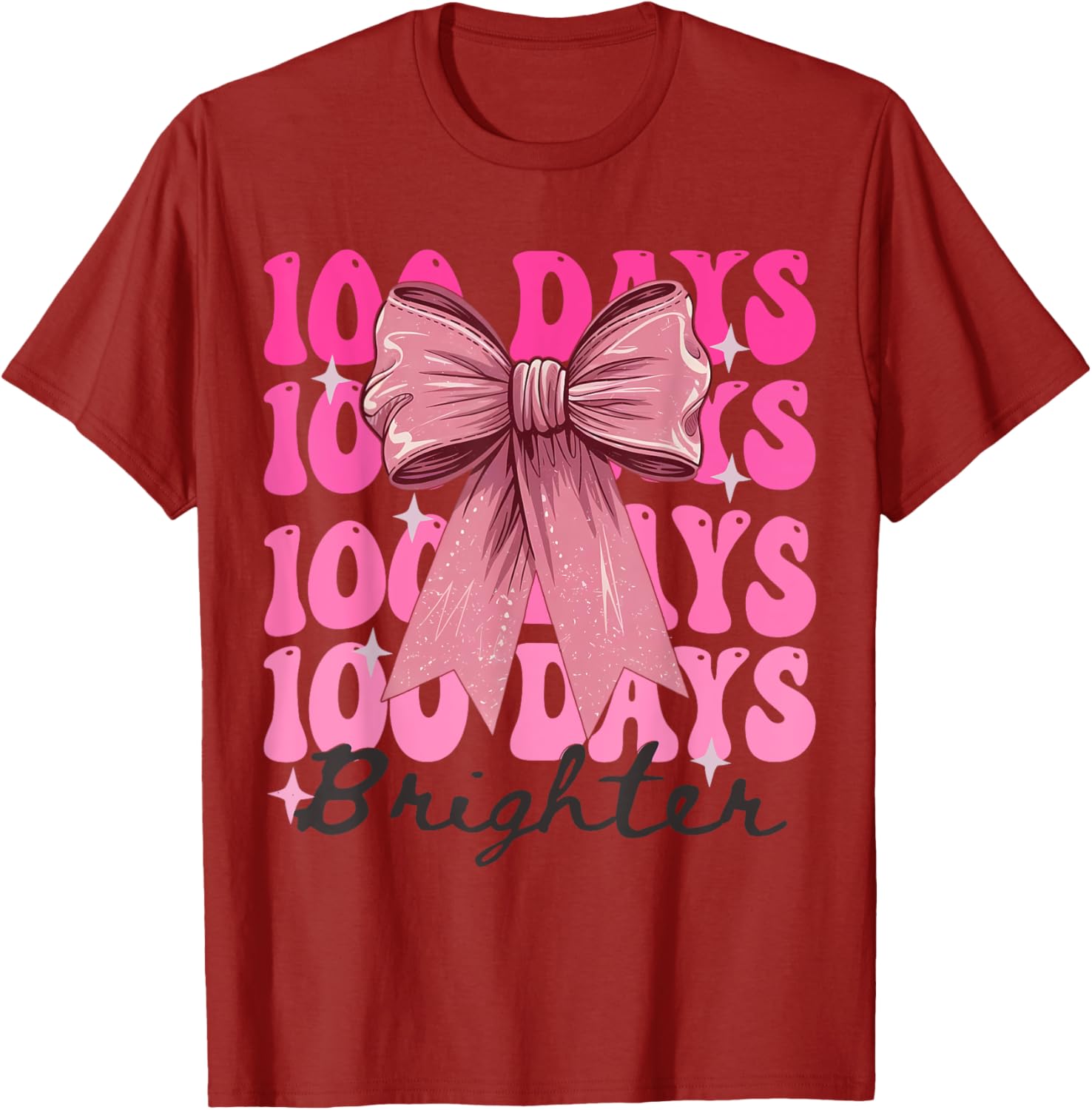 Cute 100 Days of School Girls Coquette Bow T-Shirt for Celebrations - 16
