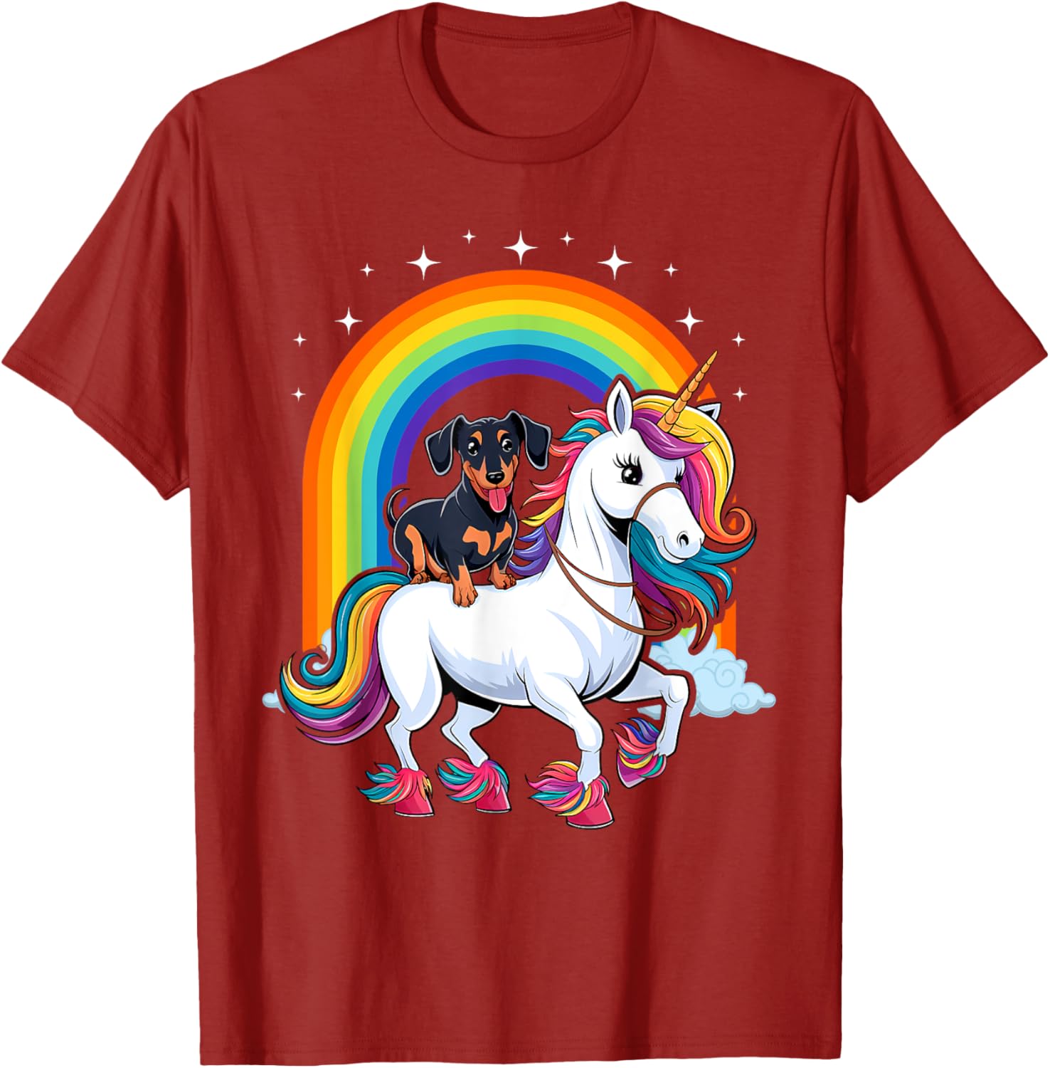 Dachshund Unicorn Galaxy Rainbow T-Shirt for Girls and Dogs - 2