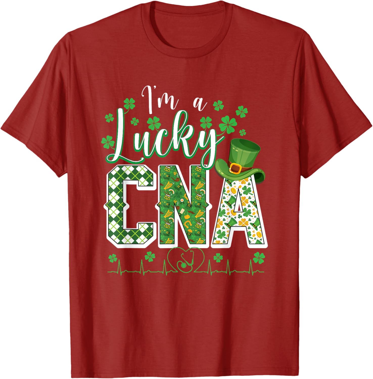 Funny Lucky CNA Nurse Shamrock St Patrick's Day T-Shirt for Scrubs - 2