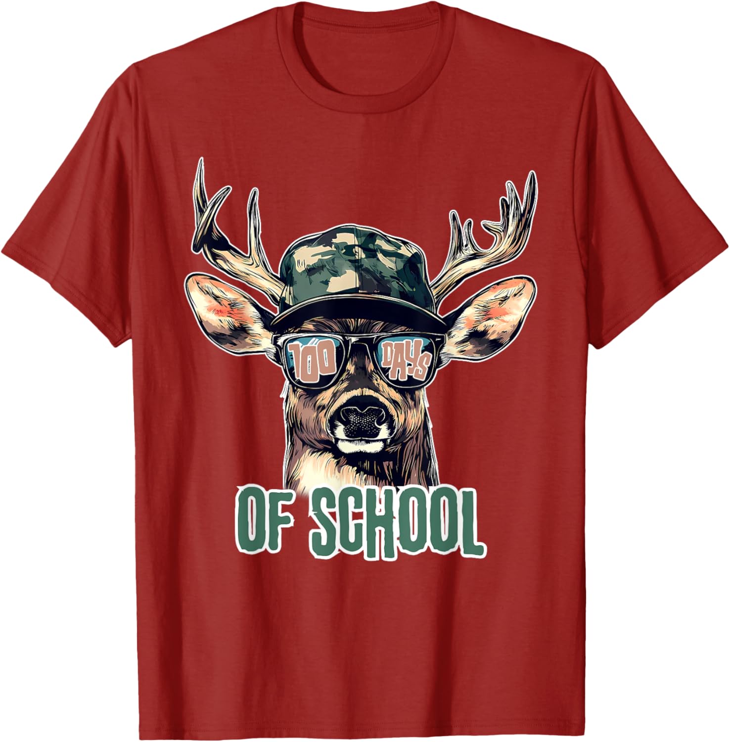 Bucked 100 Days of School Deer Hunting T-Shirt for Kids and Teens - 14