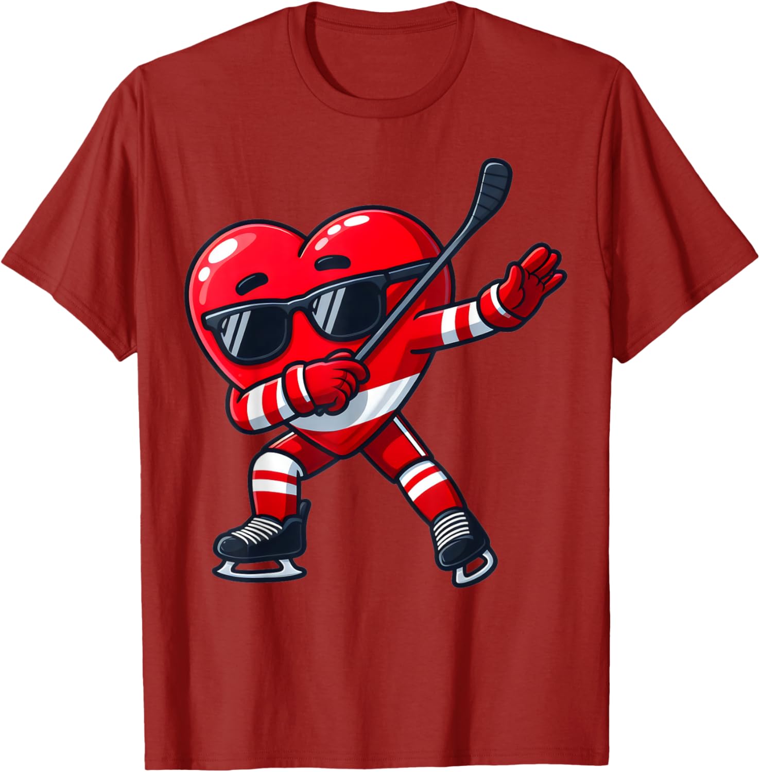 Cute Dabbing Heart Ice Hockey T-Shirt for Funny Valentine's Day Fun - 24