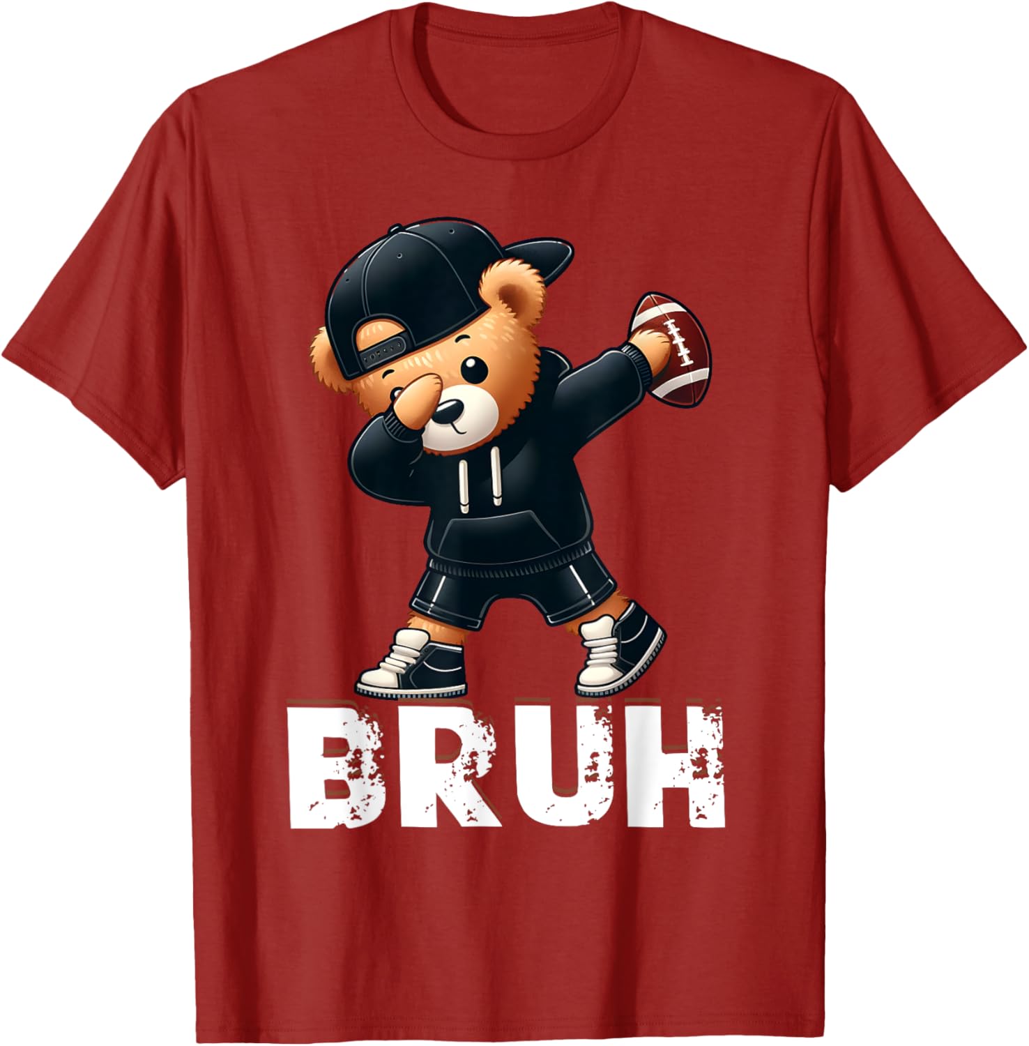 Funny Bruh Hip Hop Teddy Bear Dabbing Football T-Shirt for Boys - 12