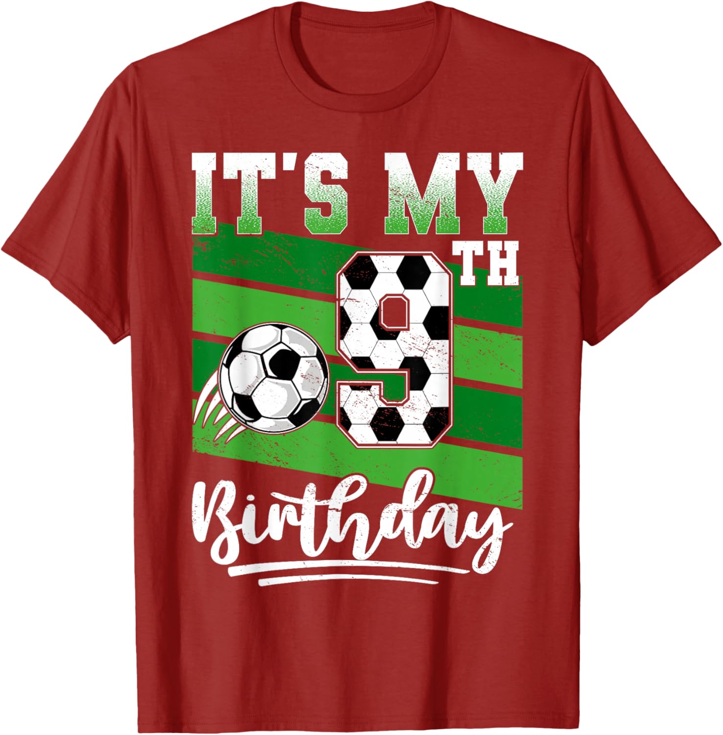 Cool 9th Birthday Soccer Ball T-Shirt for Kids Birthday Celebrations - 4