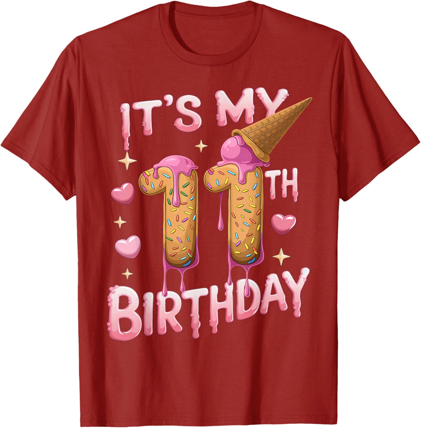 Cute Ice Cream 11th Birthday Shirt for Girls - Perfect Birthday Gift T-Shirt - 25