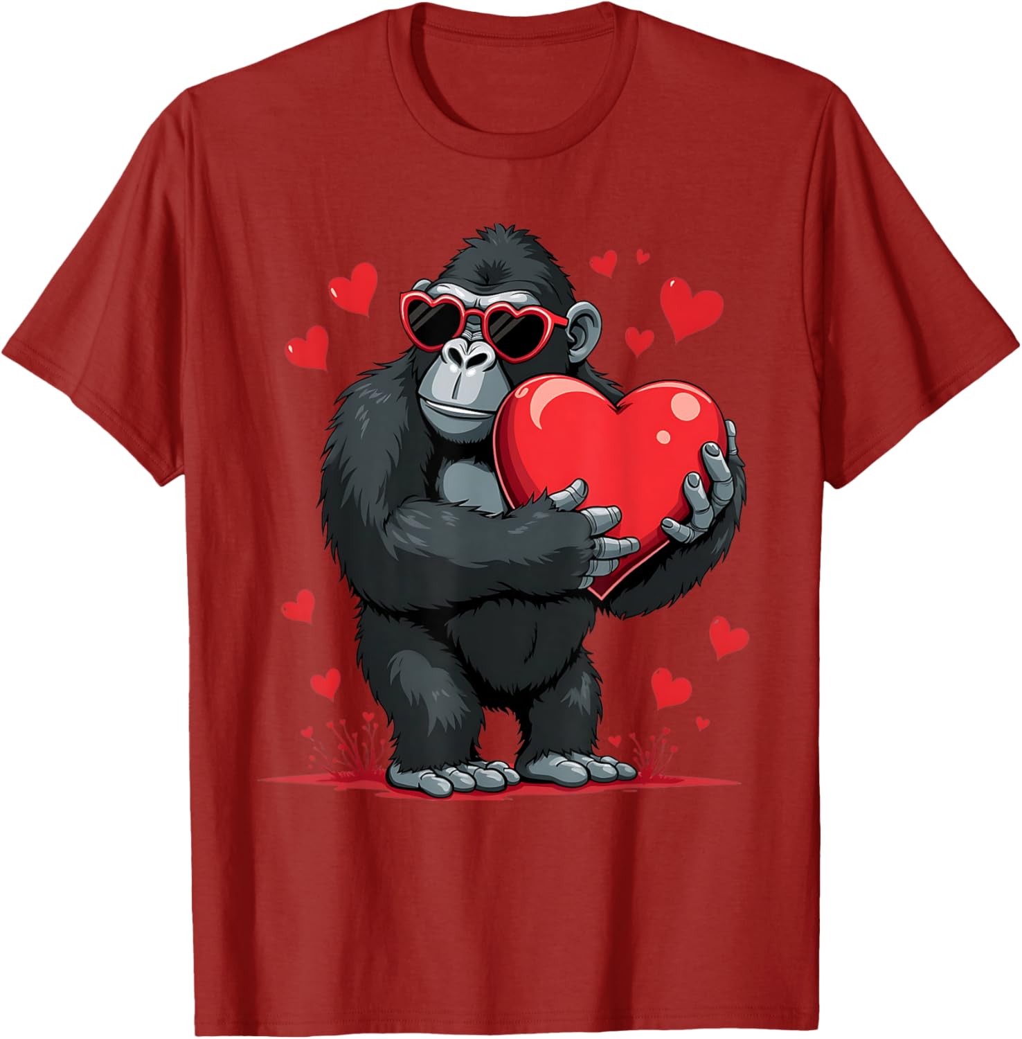 Funny Gorilla Heart Sunglasses T-Shirt for Boys Perfect for Valentine's Day - 10