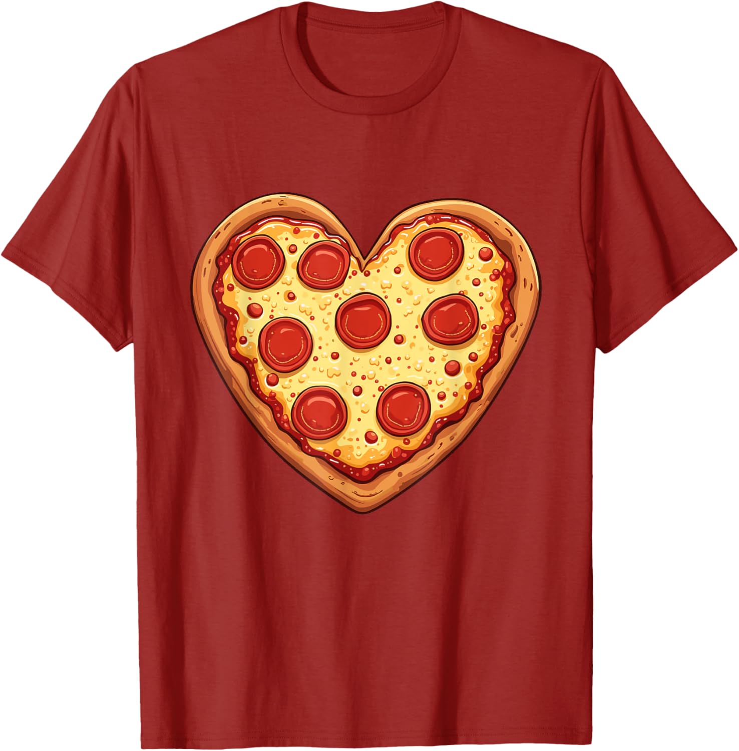 Cute Heart-Shaped Pizza Valentine's Day T-Shirt for Pizza Lovers - 1