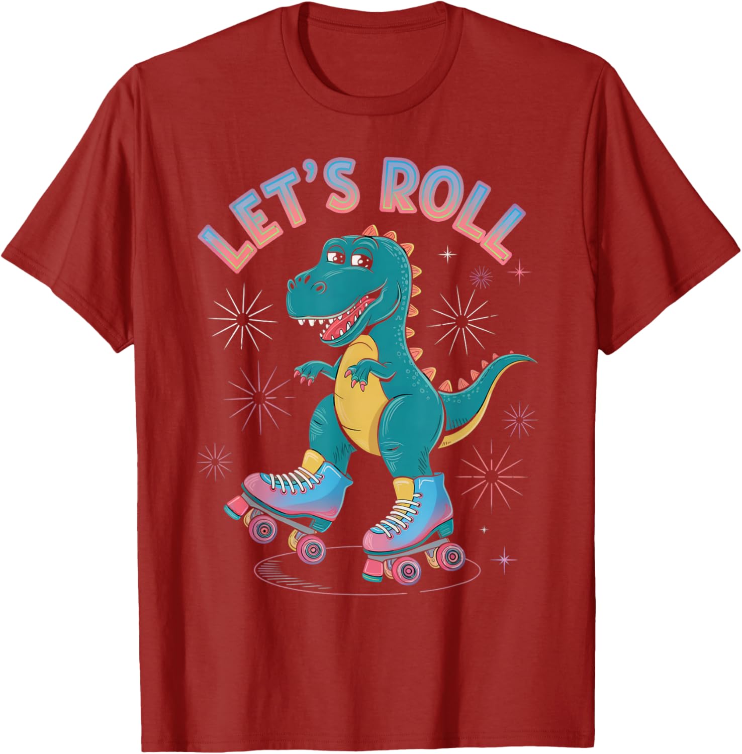 Dinosaur Roller Skates Women's T-Shirt Perfect for Roller Skating Parties - 2