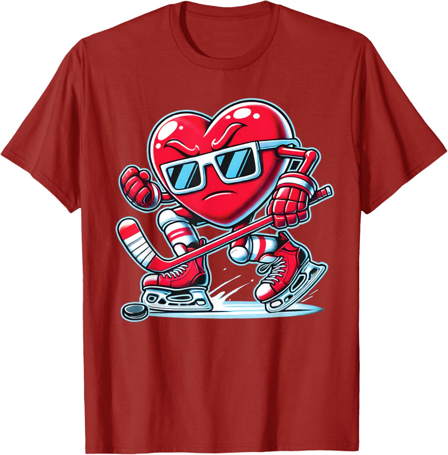 Cute Heart Ice Hockey T-Shirt for Valentine's Day - Men, Women, Boys - 18