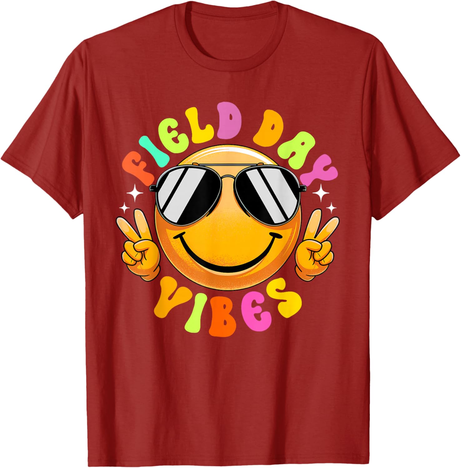 Field Day Vibes Summer Smile Peace Teacher Kids T-Shirt for Fun Times - 16