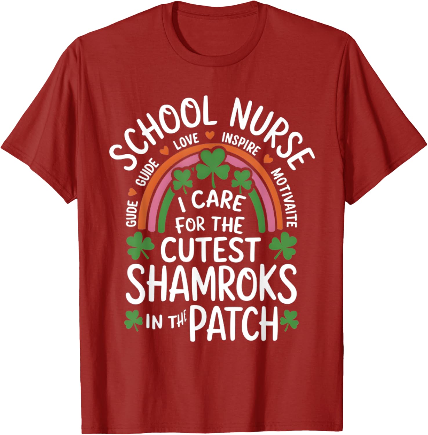Cute St Patricks Day School Nurse T-Shirt I Care For Shamrocks - 16