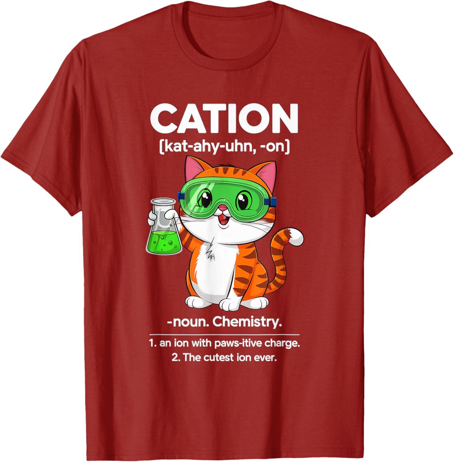Cation Cat Chemistry T-Shirt for Cat Lovers - Fun Science for All Ages - 13
