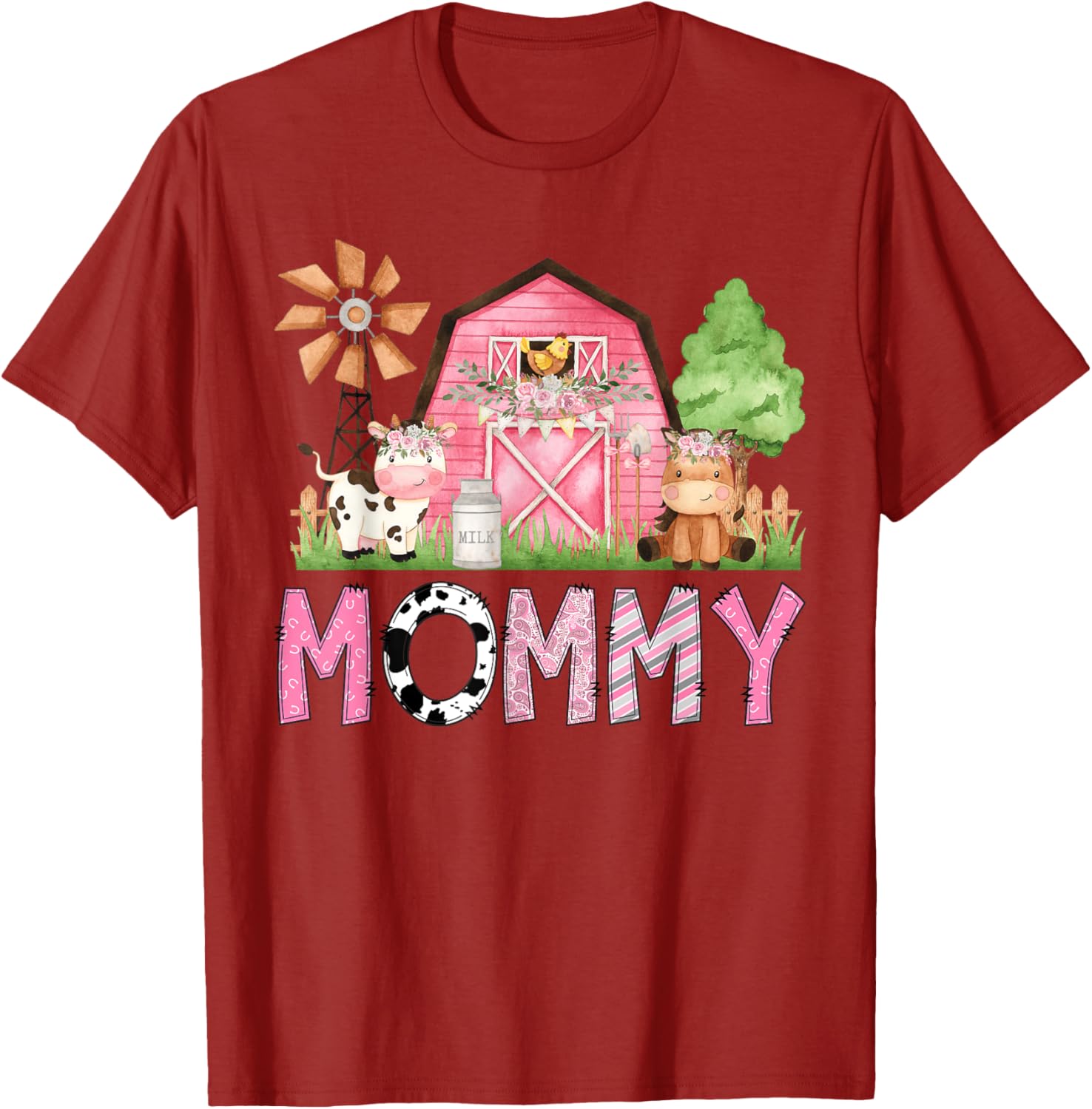 Cute Mommy Pink Farm Animal Birthday Matching Family T-Shirt for Kids - 12