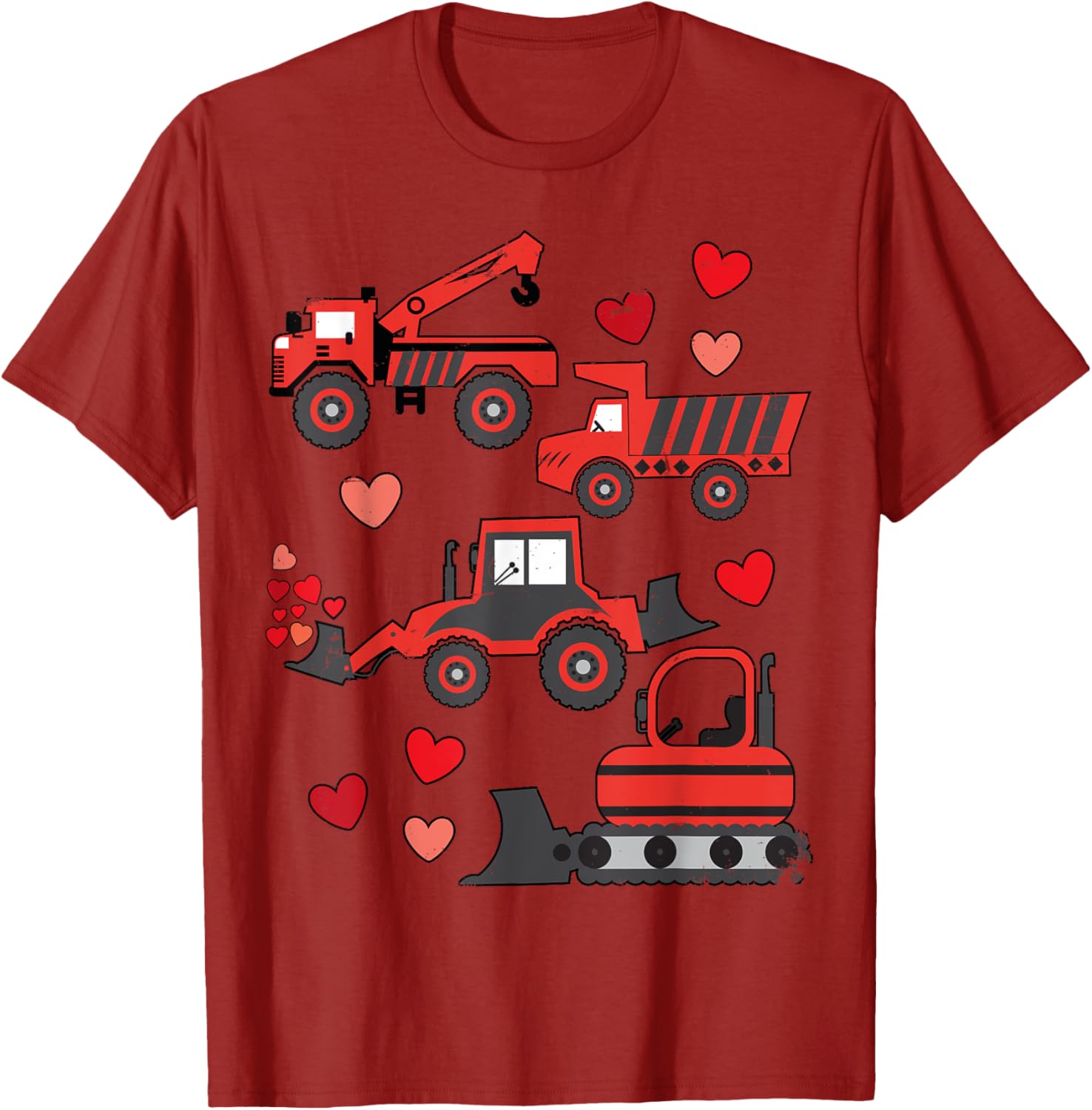 Funny Valentines Day Construction Trucks T-Shirt for Kids and Adults - 9