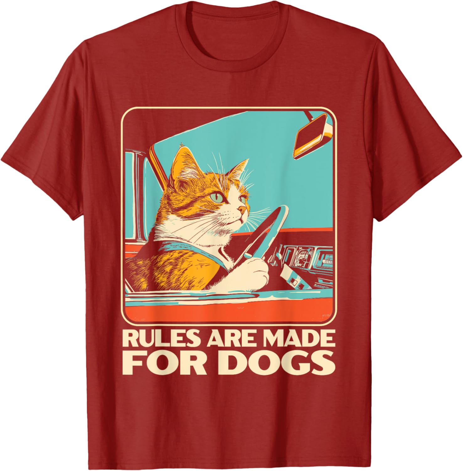 Funny Cat Lover T-Shirt - Rules Are Made for Dogs Cat Design Tee - 9