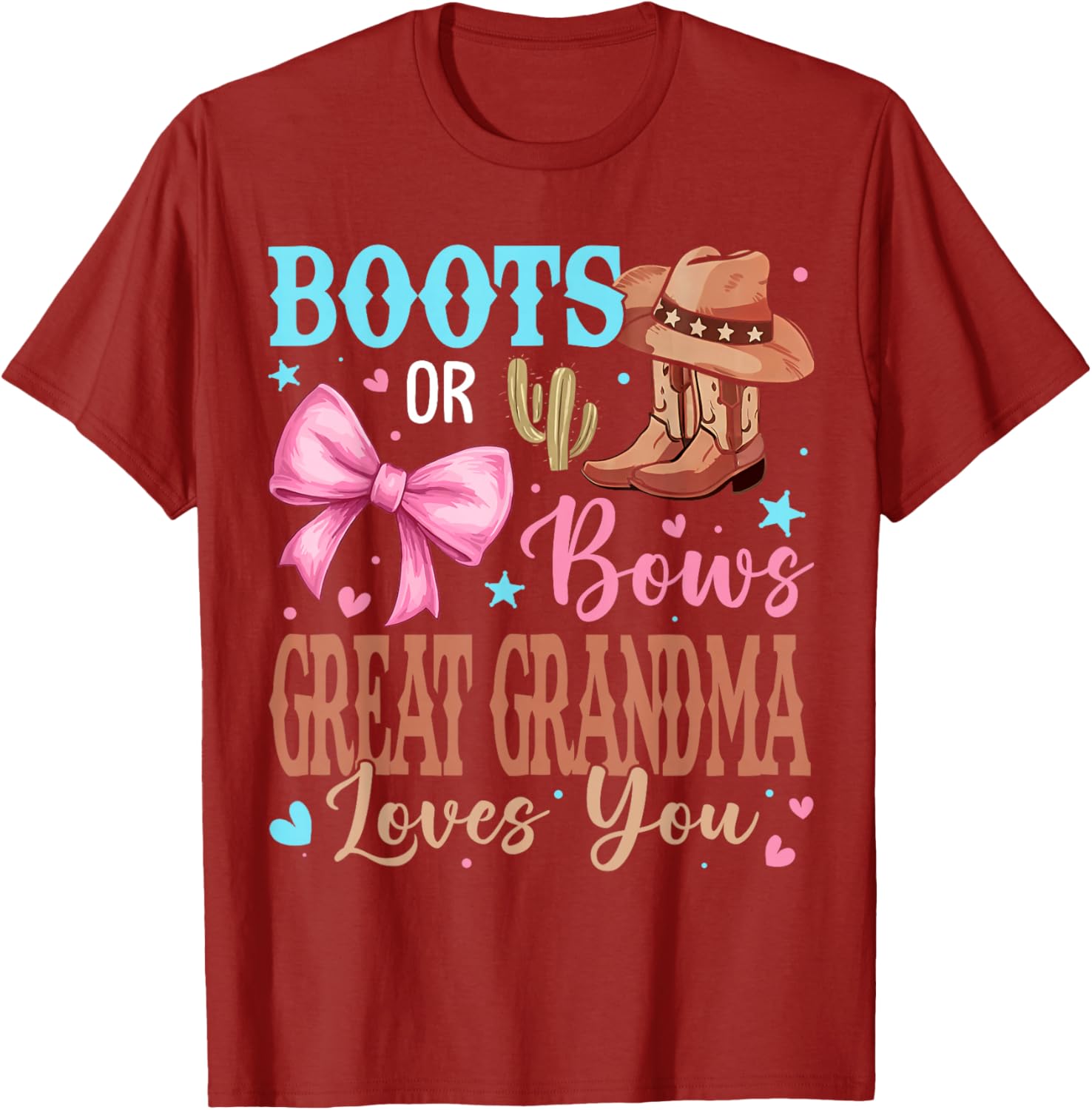 Great Grandma Boots or Bows Gender Reveal T-Shirt for Party Fun - 12