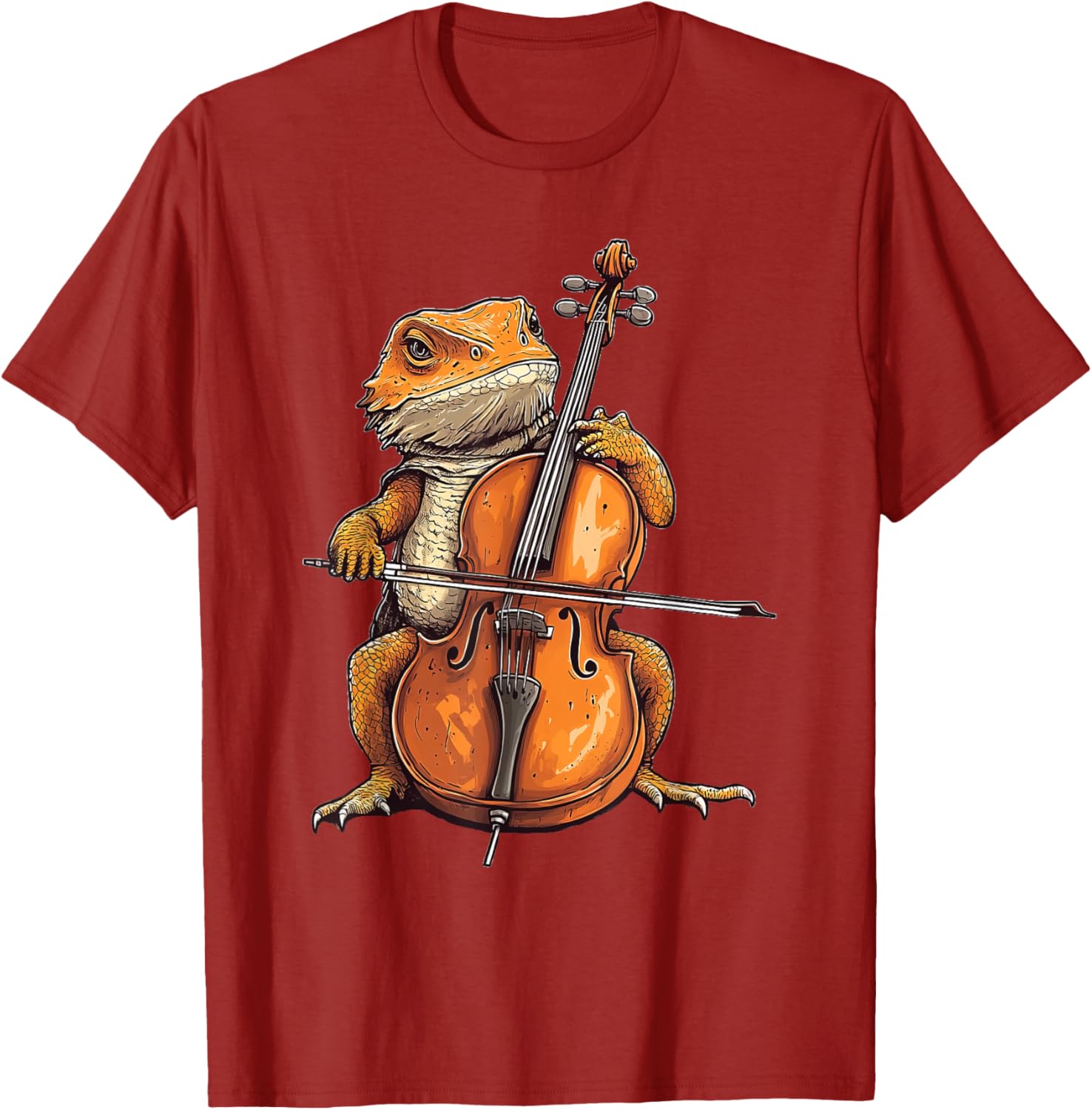 Cute Bearded Dragon Playing Cello Musician T-Shirt for Music Lovers - 17