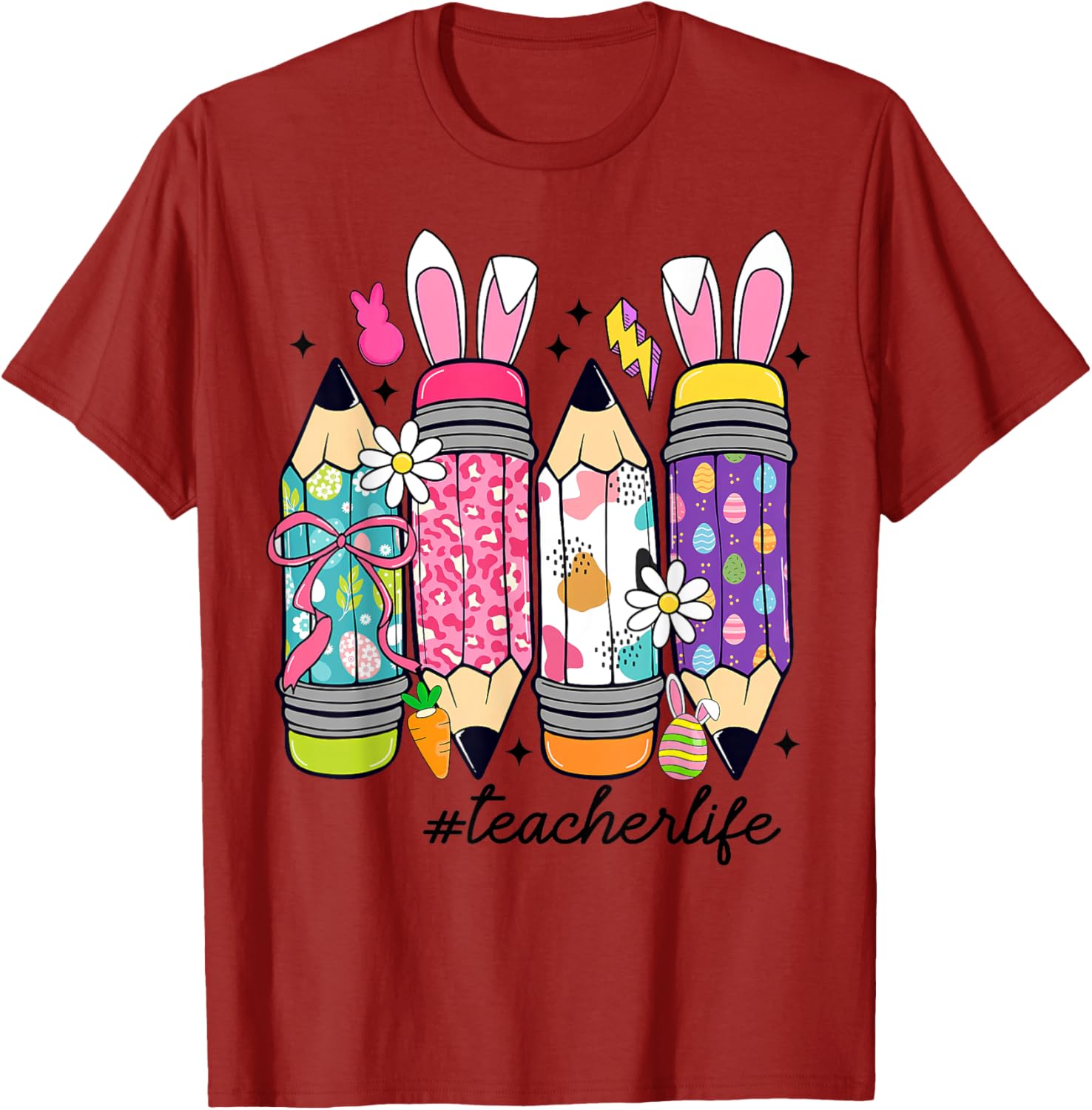 Coquette Bow Easter Bunny Teacher Life T-Shirt for Fun Classroom Style - 16
