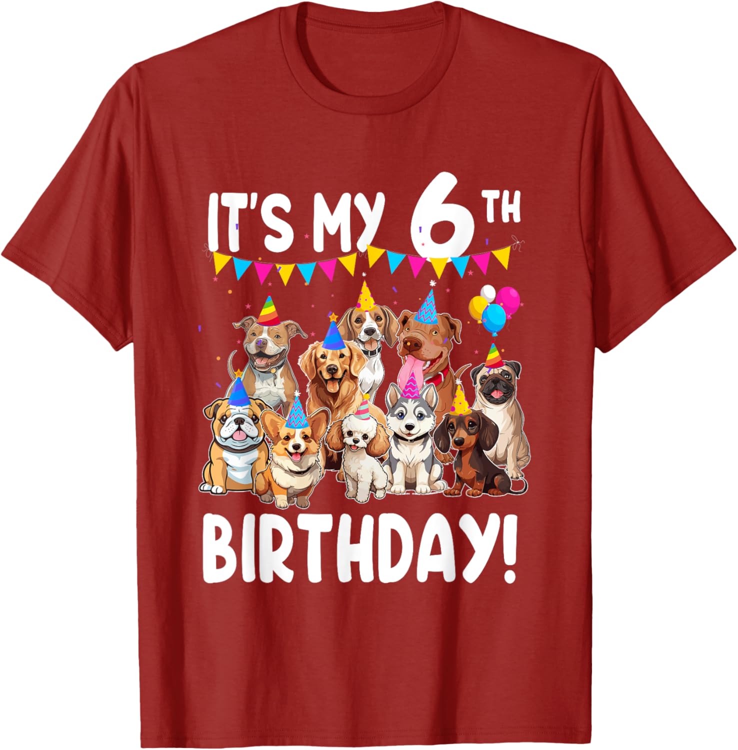 Cute Dogs Lover 6th Birthday T-Shirt for Kids - Fun Birthday Gift! - 3