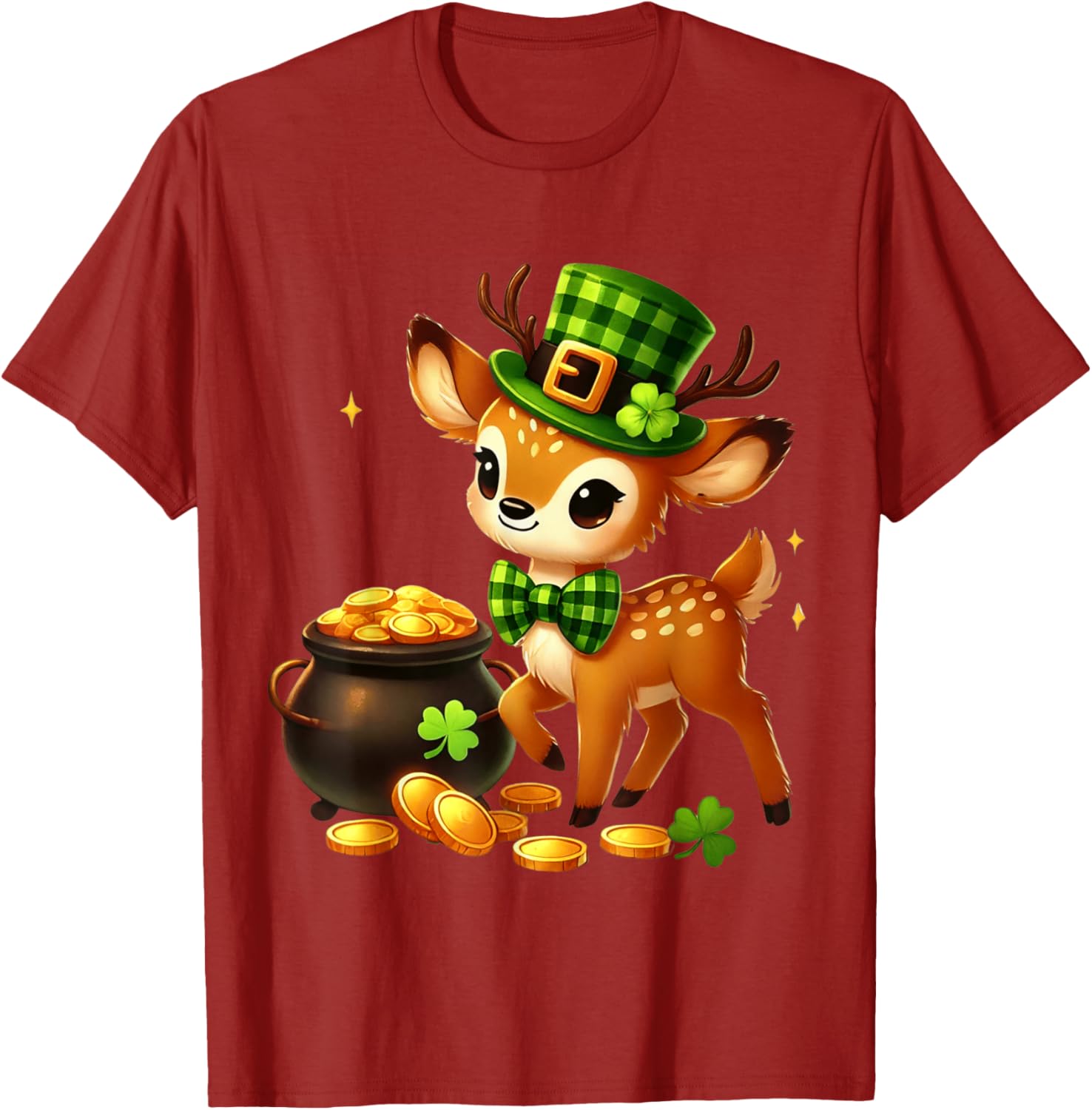 Cute Deer Leprechaun St Patrick's Day T-Shirt for Kids Fun Party Wear - 7