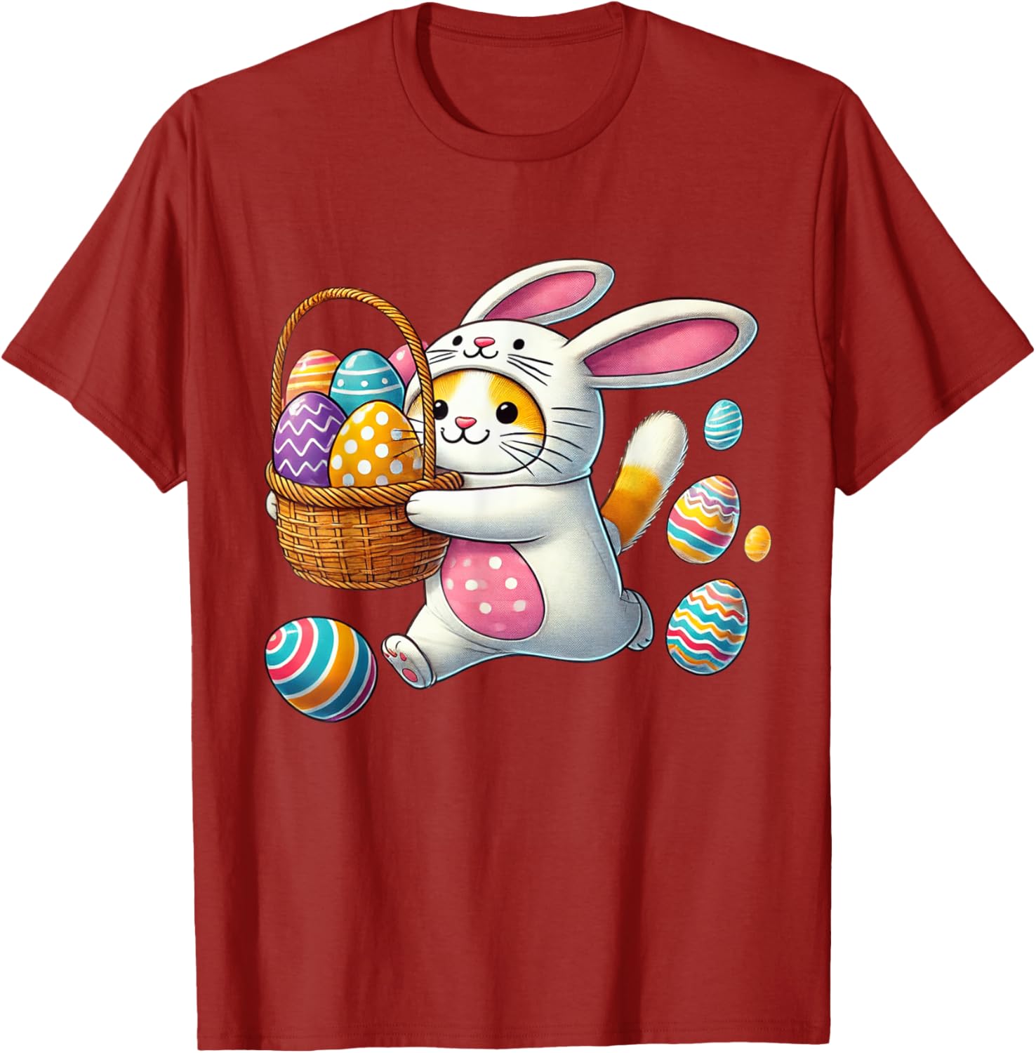 Funny Easter Orange Cat Bunny Ears T-Shirt for Kids Boys and Girls - 19