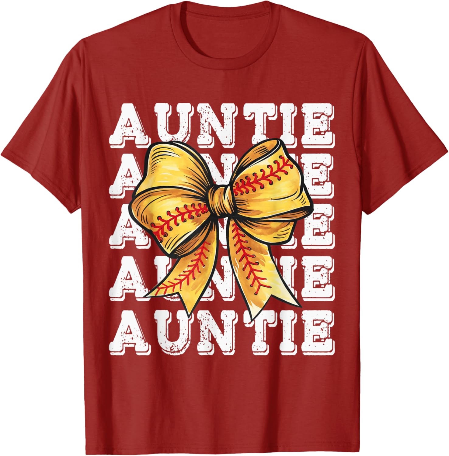 Coquette Softball Auntie Matching Family Bow T-Shirt for Fun Moments - 3