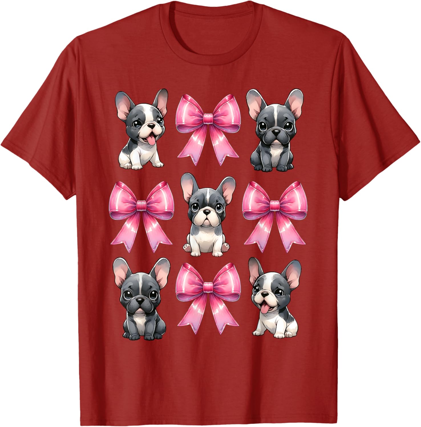 Cute Coquette Bow French Bulldog Mom T-Shirt in Pink for Dog Lovers - 13