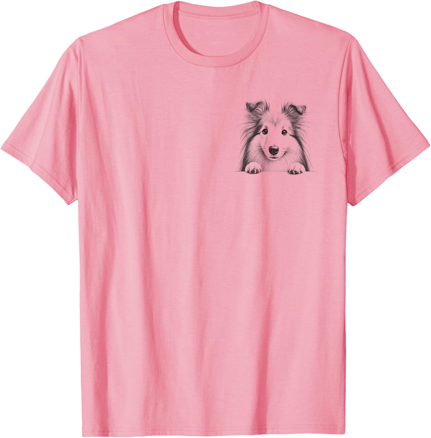 Cute Shetland Sheepdog Peeking Design T-Shirt for Dog Lovers - 7