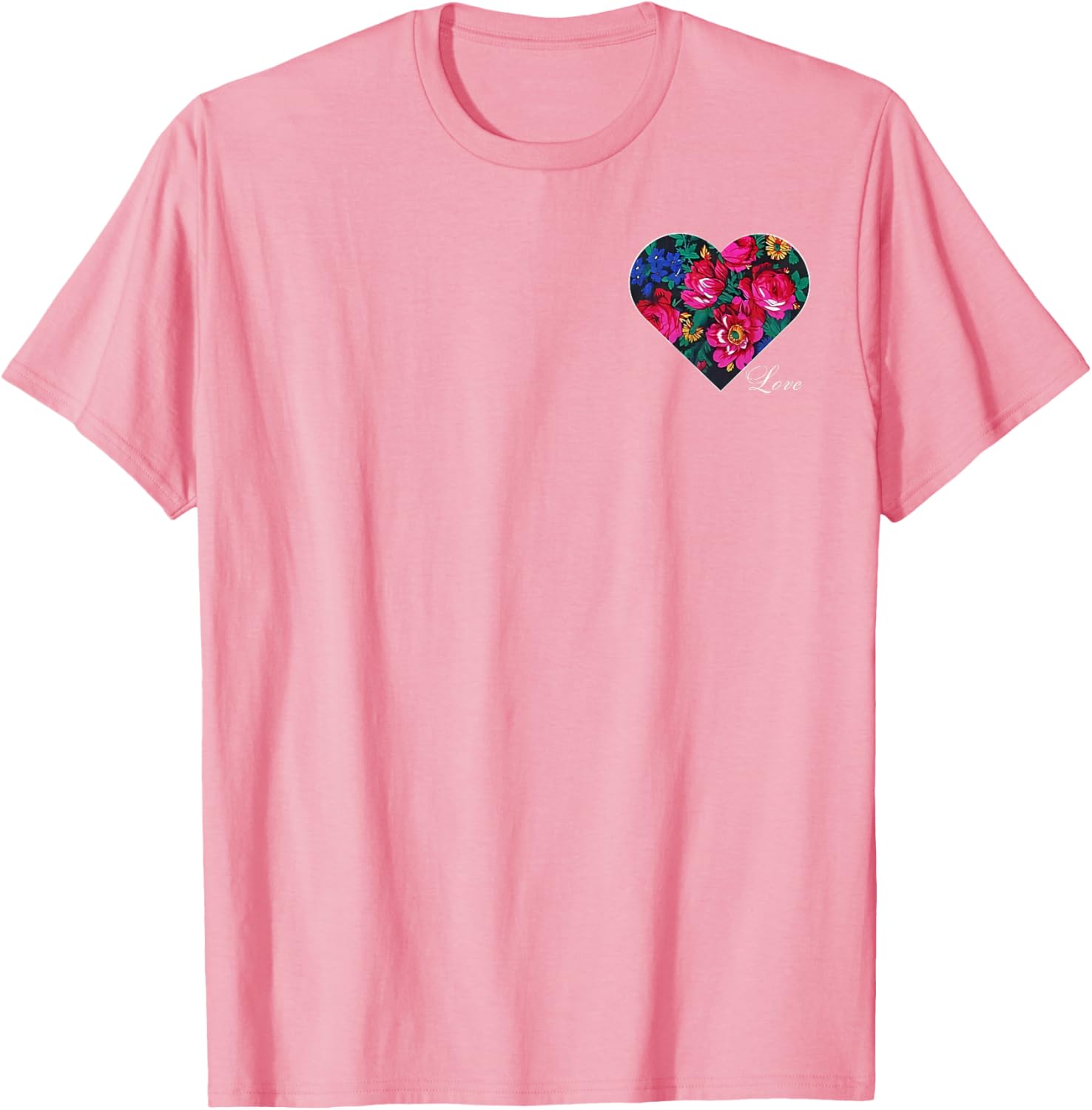 Floral Heart Love T-Shirt for Native American Women - Masani Scarf Design - 2
