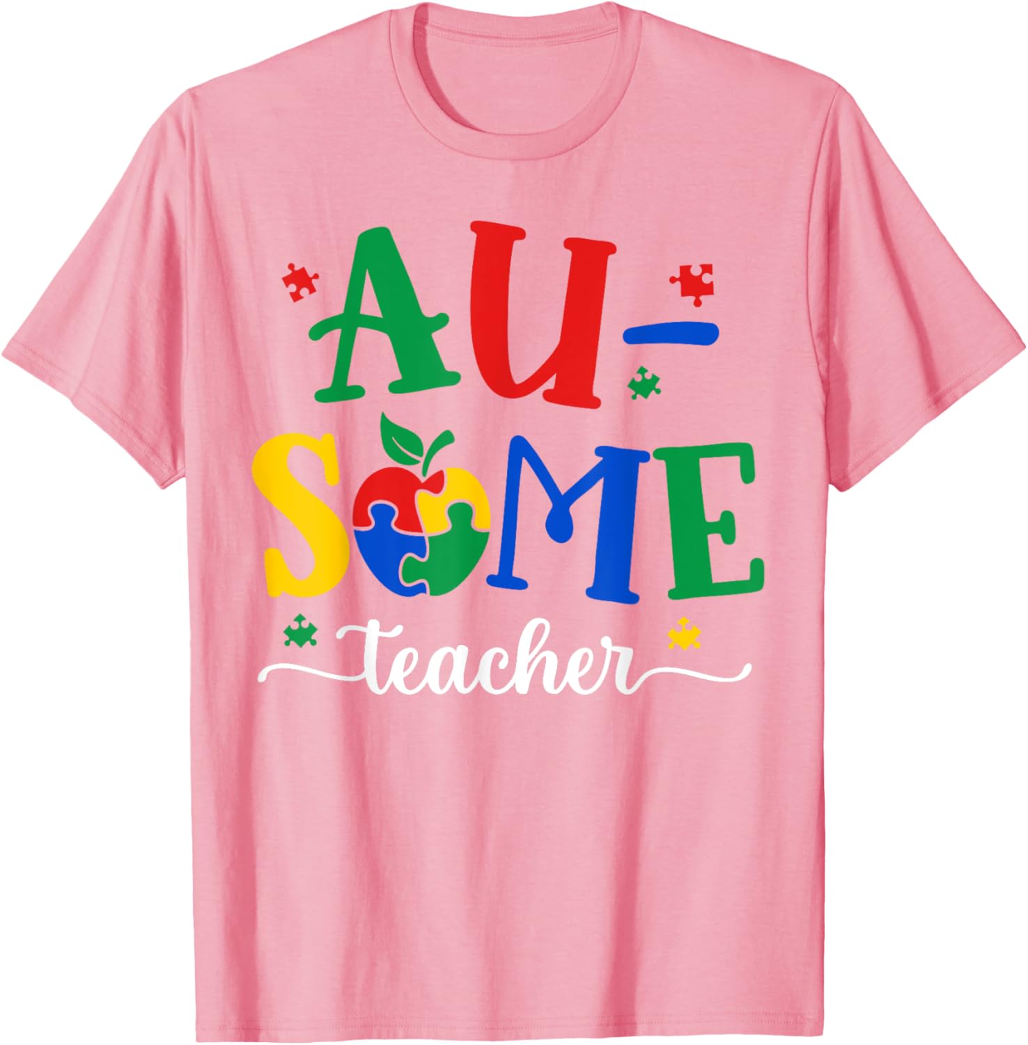 Funny Awesome Teacher Autism Awareness Month Puzzle Pieces T-Shirt - 3