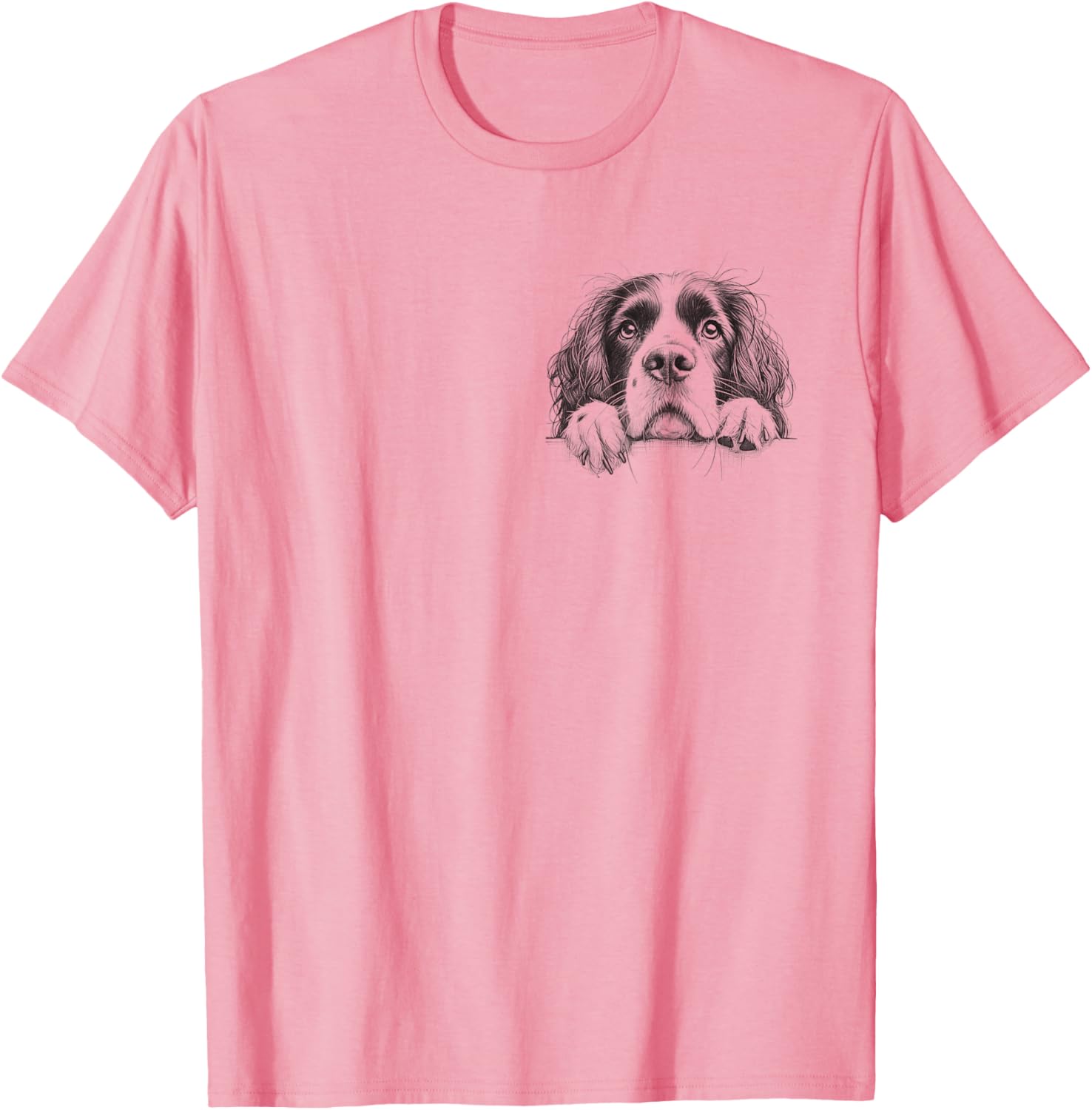 Cute Springer Spaniel Peeking Dog Lover T-Shirt for Men and Women - 5