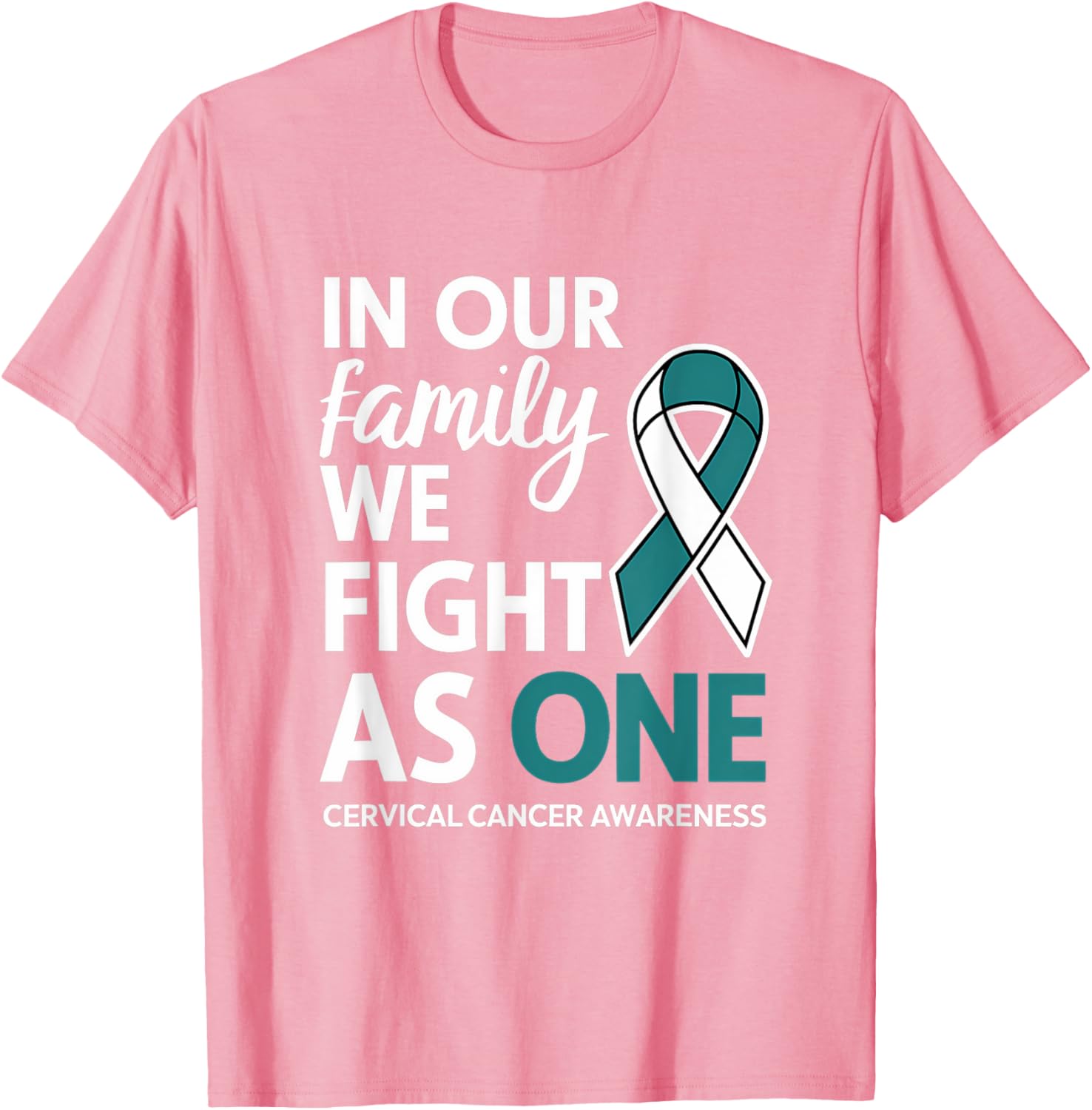Cervical Cancer Awareness Teal Ribbon Family T-Shirt for Hope and Unity - 2