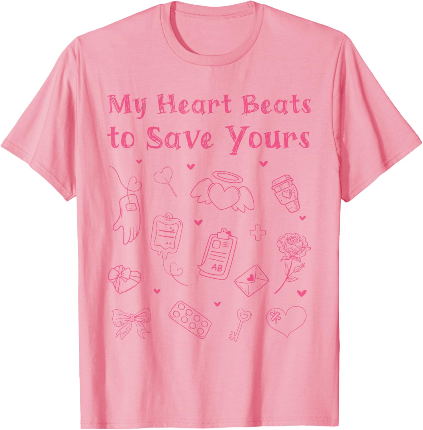 Funny Nurse Valentine's Day T-Shirt My Heart Beats to Save Yours - 2