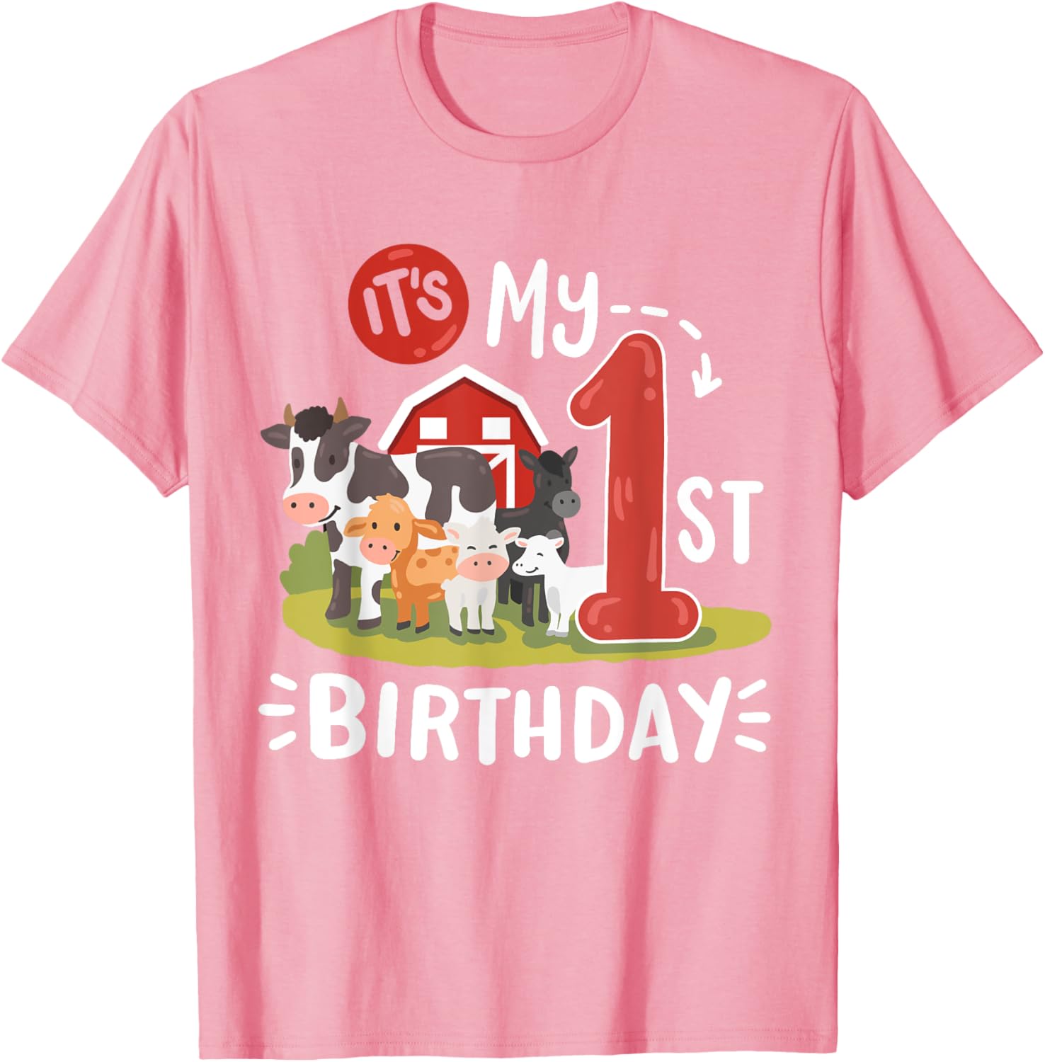 Farm Animals 1st Birthday Party T-Shirt for Kids Fun and Cute Design - 19
