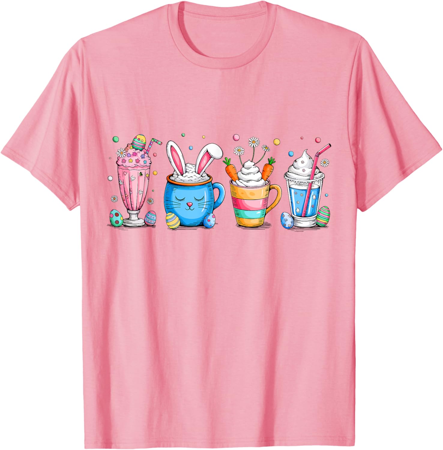 Cute Coffee Bunny T-Shirt for Women Girls with Easter Egg Design - 9