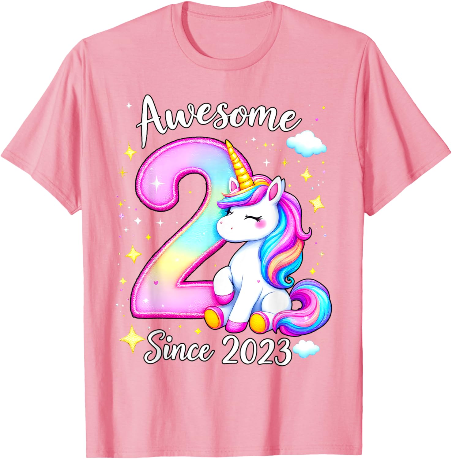 Cute Unicorn 2nd Birthday Girls T-Shirt for Awesome Celebrations - 3